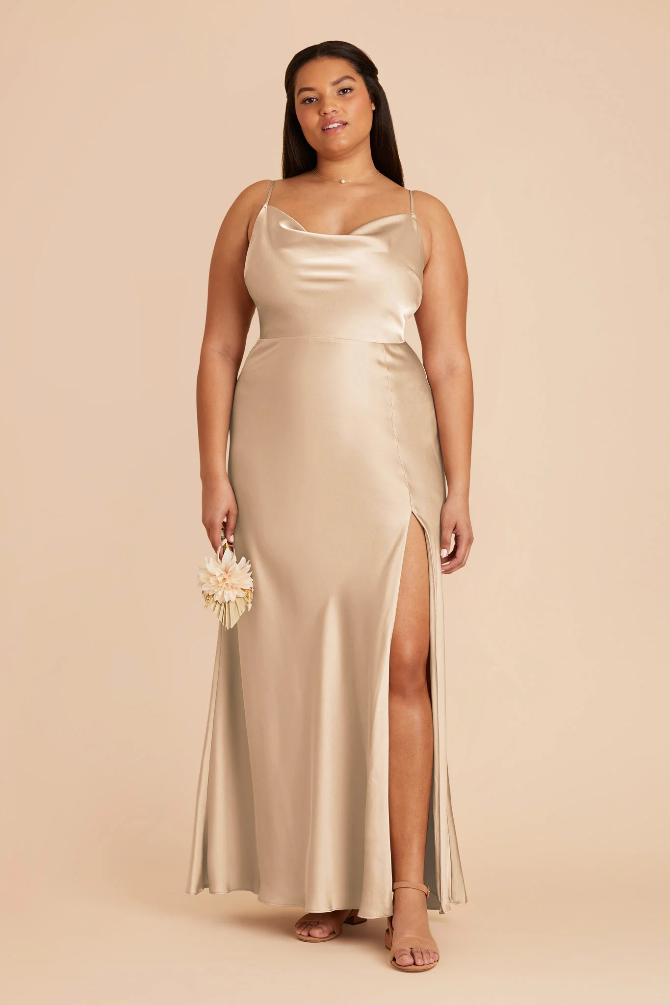 Lisa Matte Satin Dress - Gold - Image 7