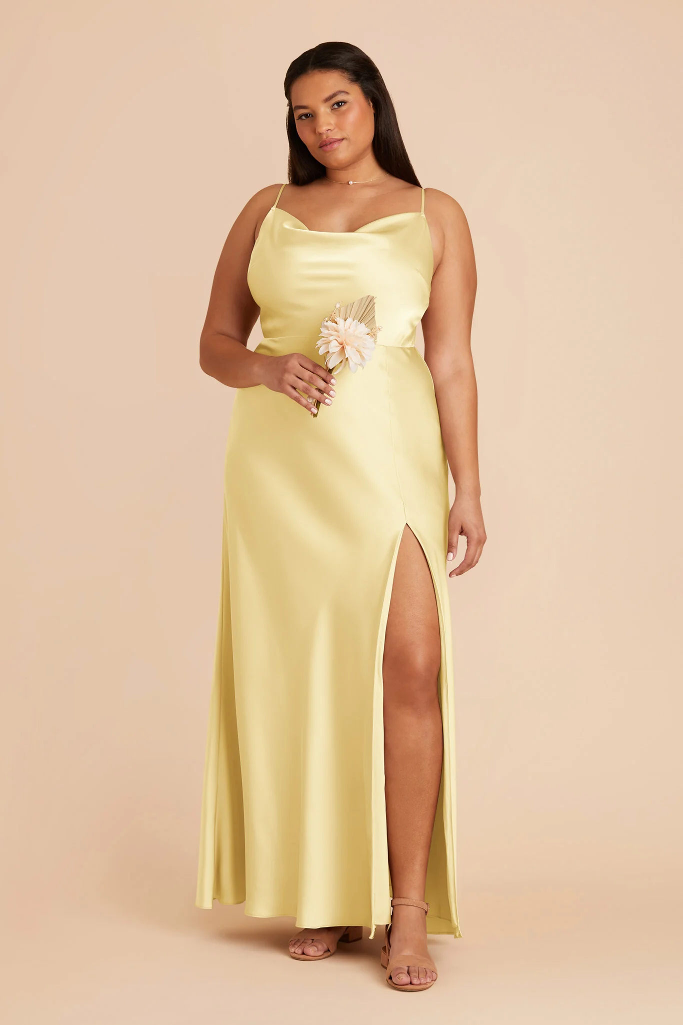 Lisa Matte Satin Dress - Lemon Sorbet - Image 5