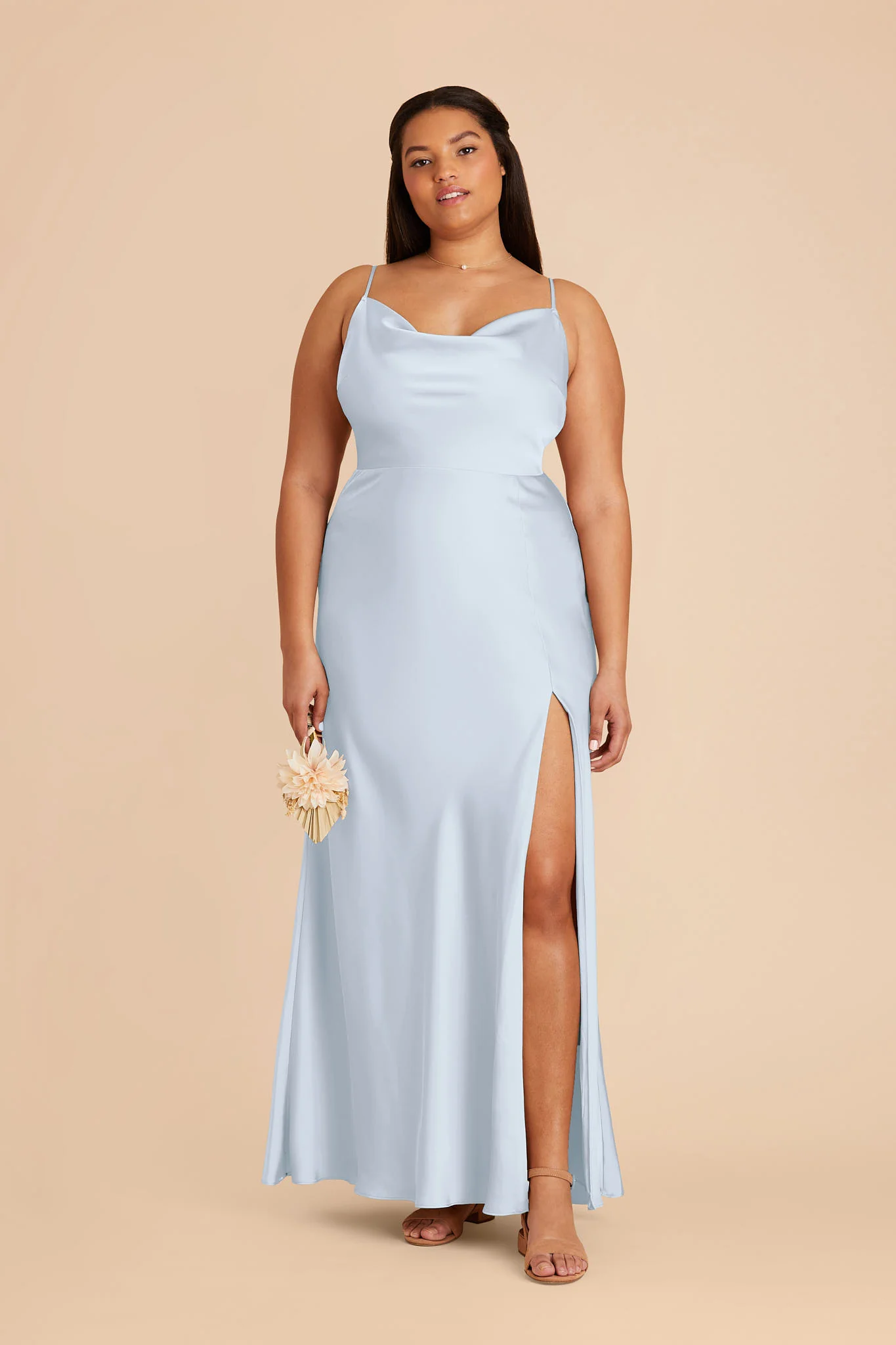 Lisa Matte Satin Dress - Mist Blue - Image 2