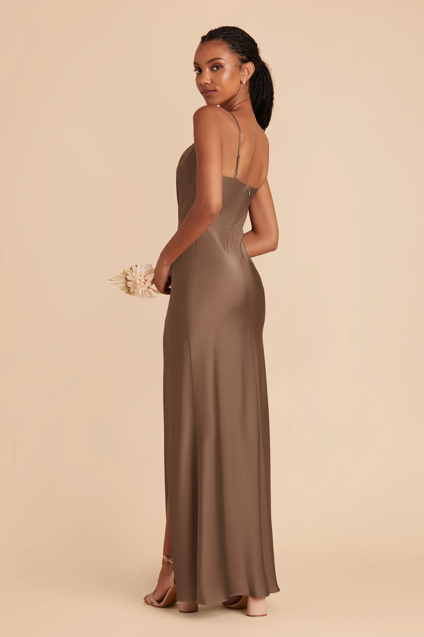 Lisa Matte Satin Dress - Mocha - Image 5