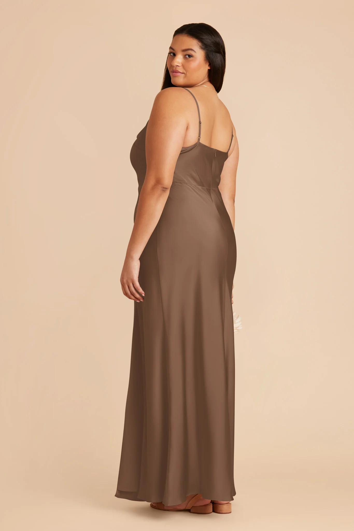 Lisa Matte Satin Dress - Mocha - Image 9