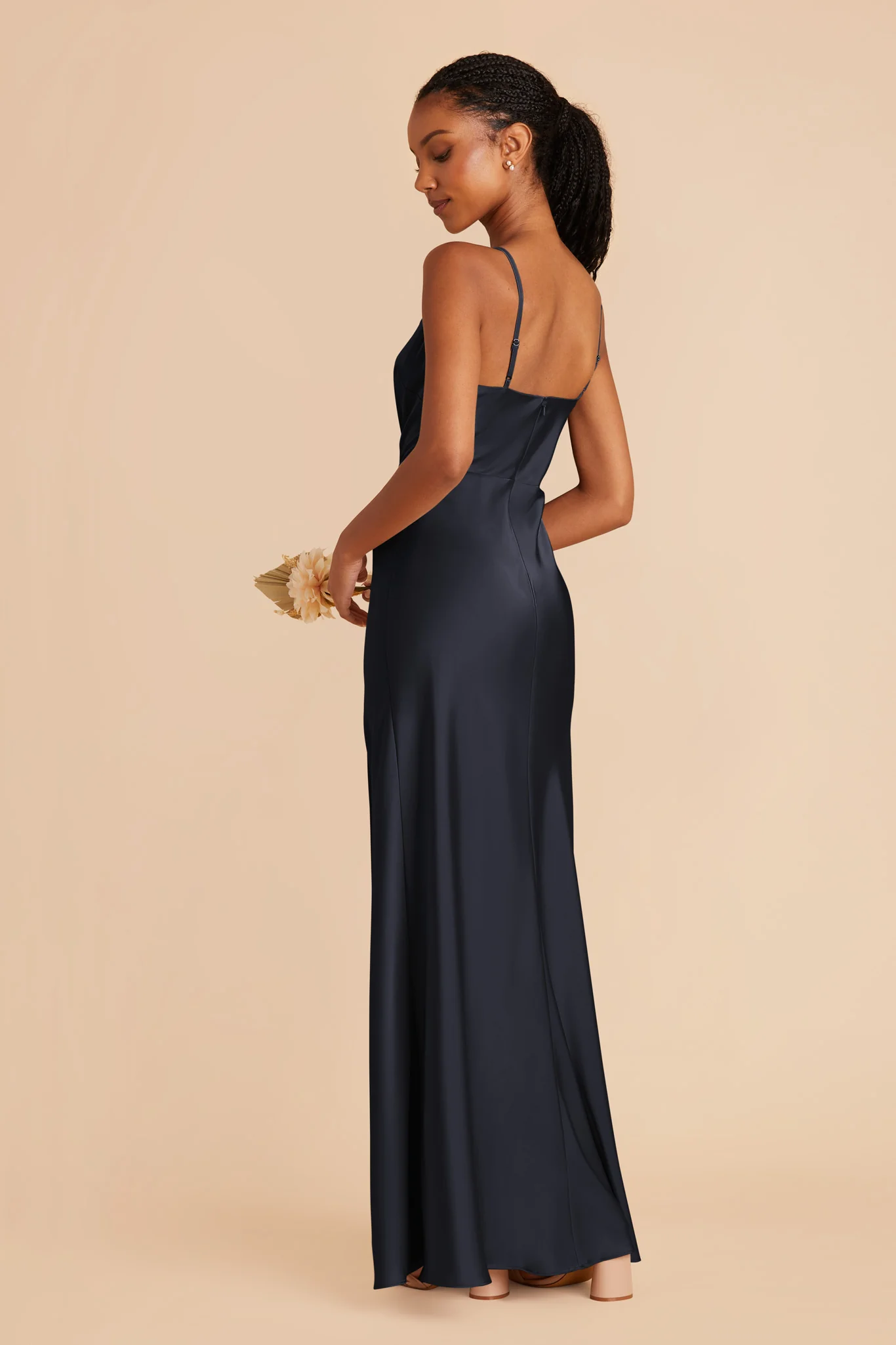 Lisa Matte Satin Dress - Navy - Image 4