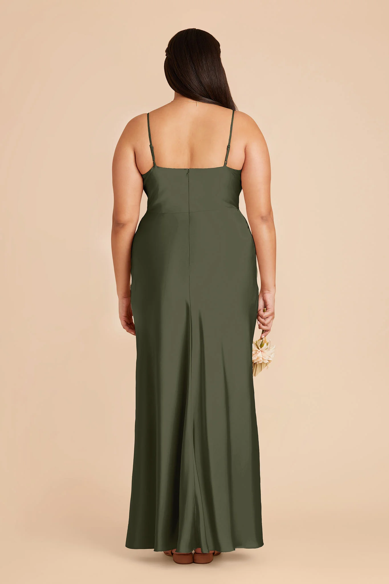 Lisa Matte Satin Dress - Olive - Image 8