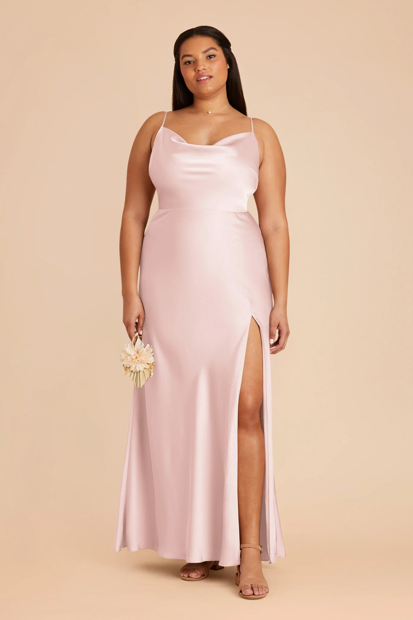 Lisa Matte Satin Dress - Pale Blush - Image 2