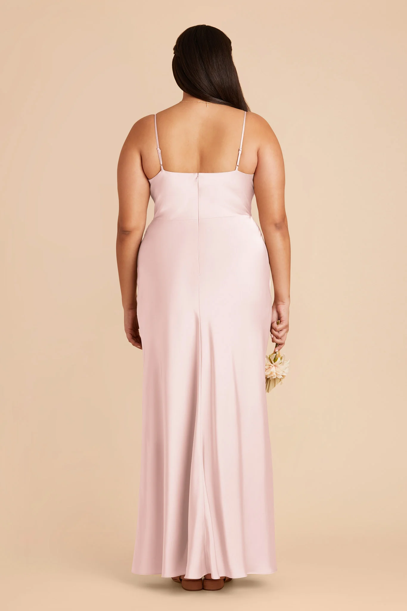 Lisa Matte Satin Dress - Pale Blush - Image 8