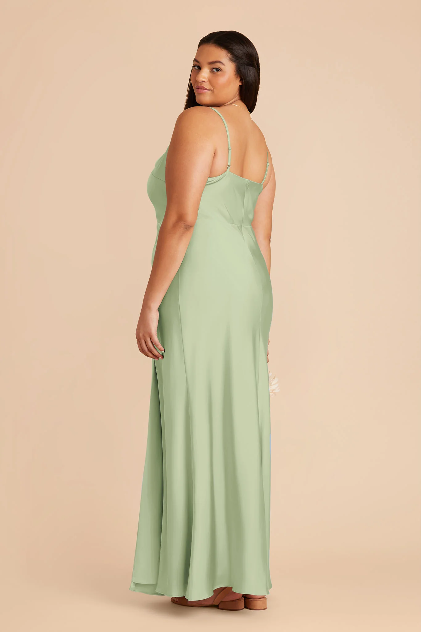 Lisa Matte Satin Dress - Pistachio - Image 7