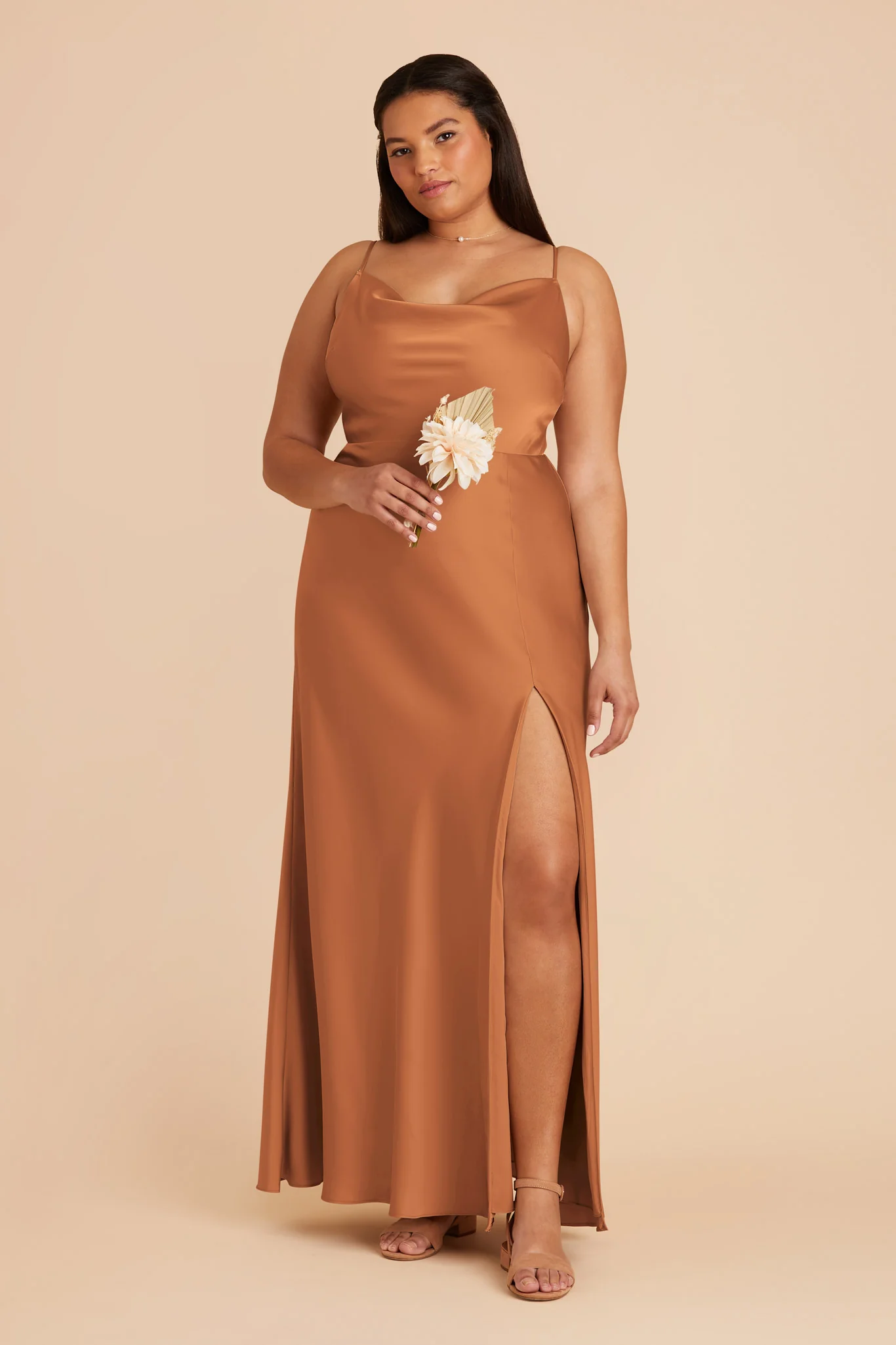 Lisa Matte Satin Dress - Rust