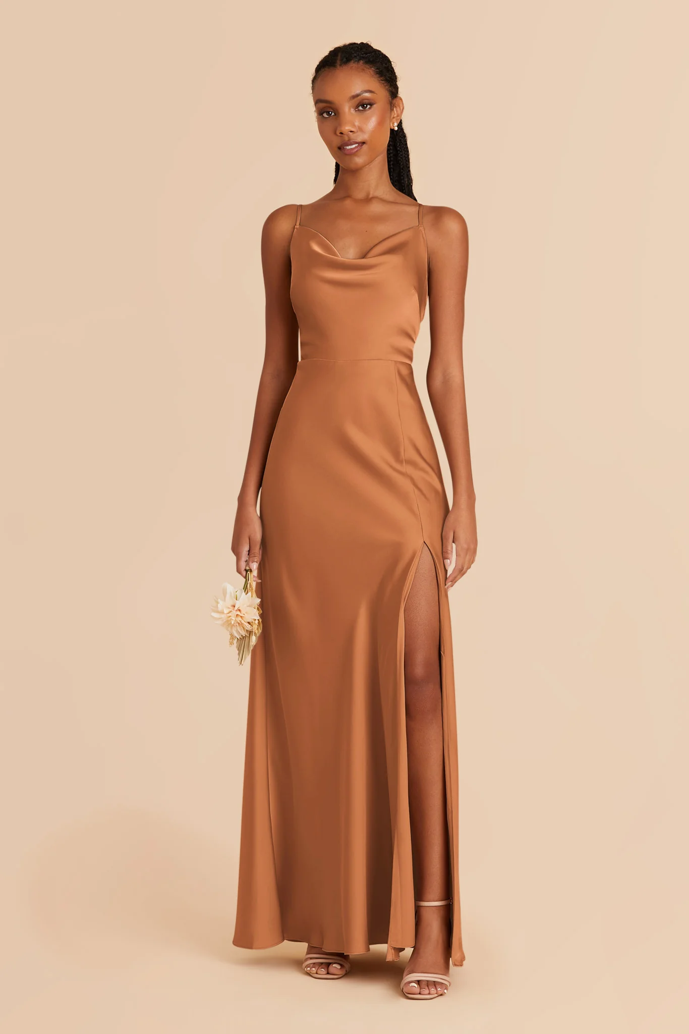 Lisa Matte Satin Dress - Rust - Image 2