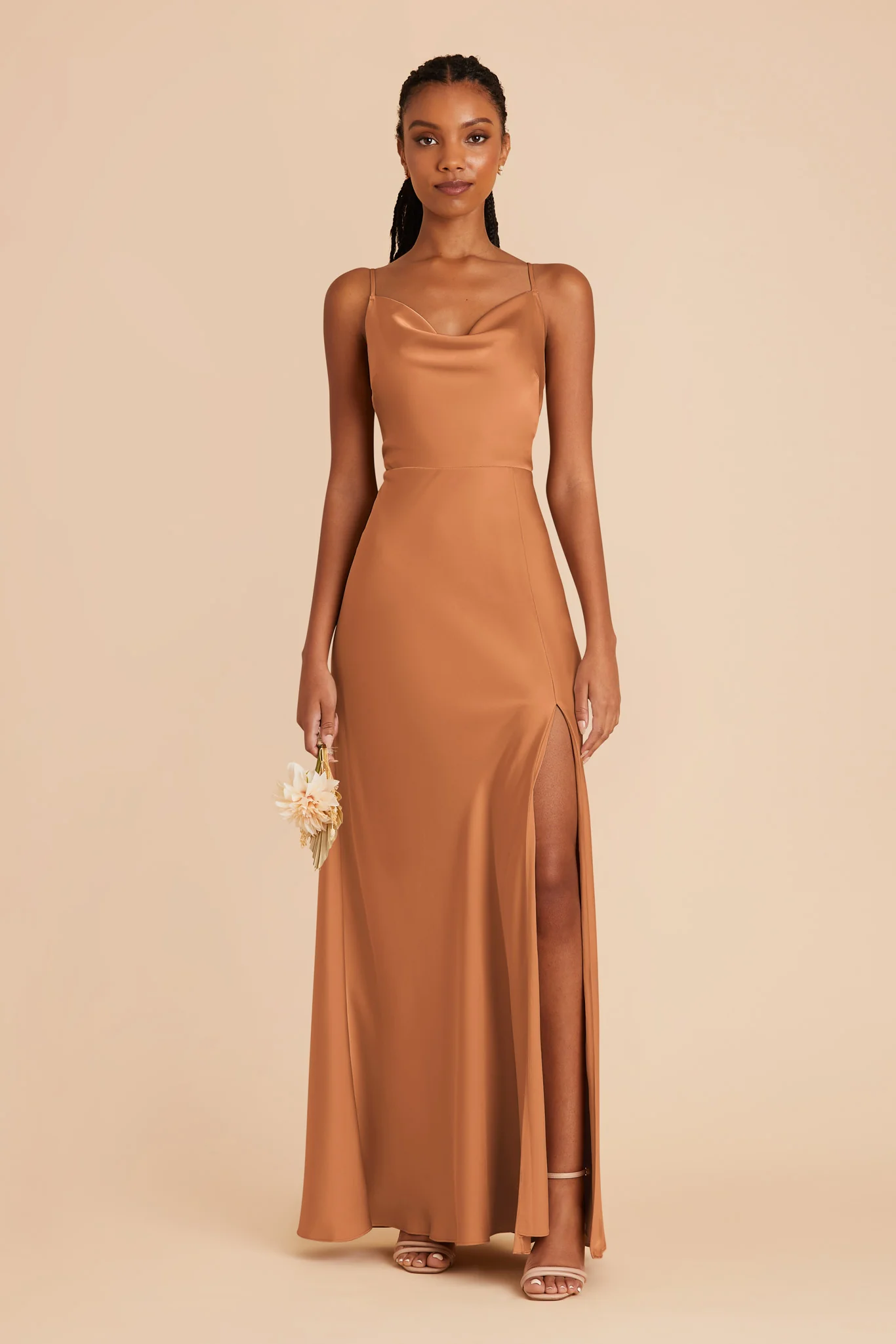 Lisa Matte Satin Dress - Rust - Image 3