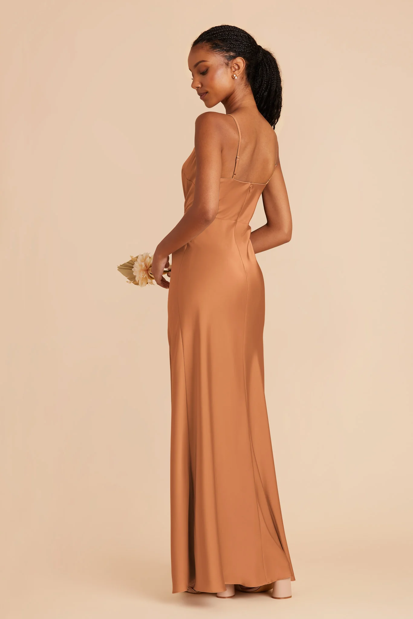 Lisa Matte Satin Dress - Rust - Image 4