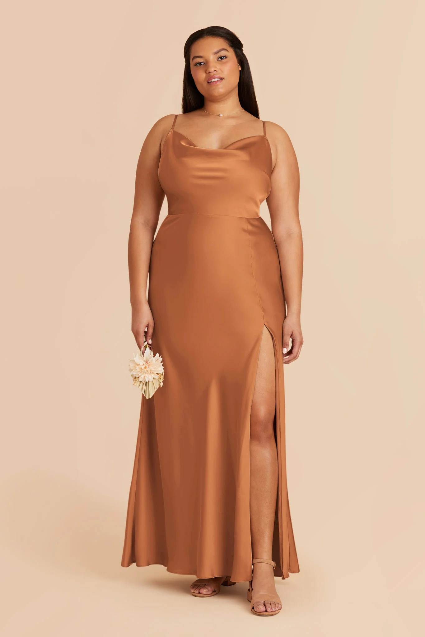 Lisa Matte Satin Dress - Rust - Image 6