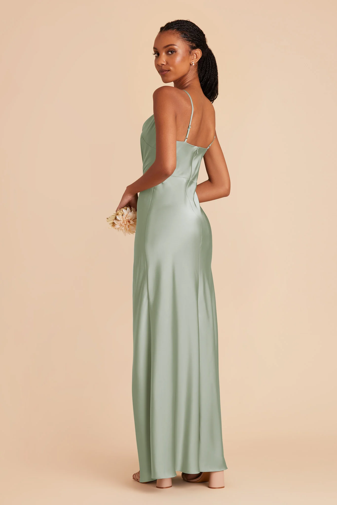 Lisa Matte Satin Dress - Sage - Image 5