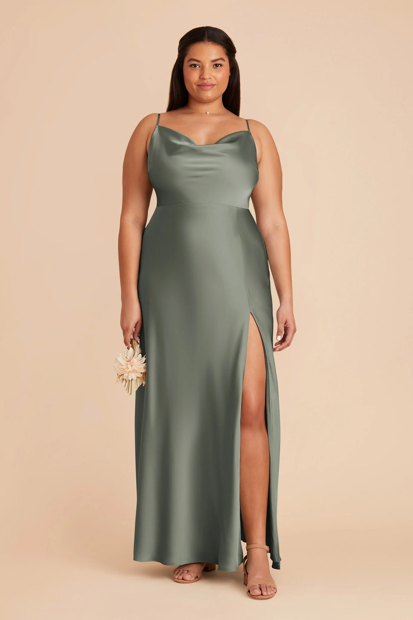 Lisa Matte Satin Dress - Sea Glass - Image 2