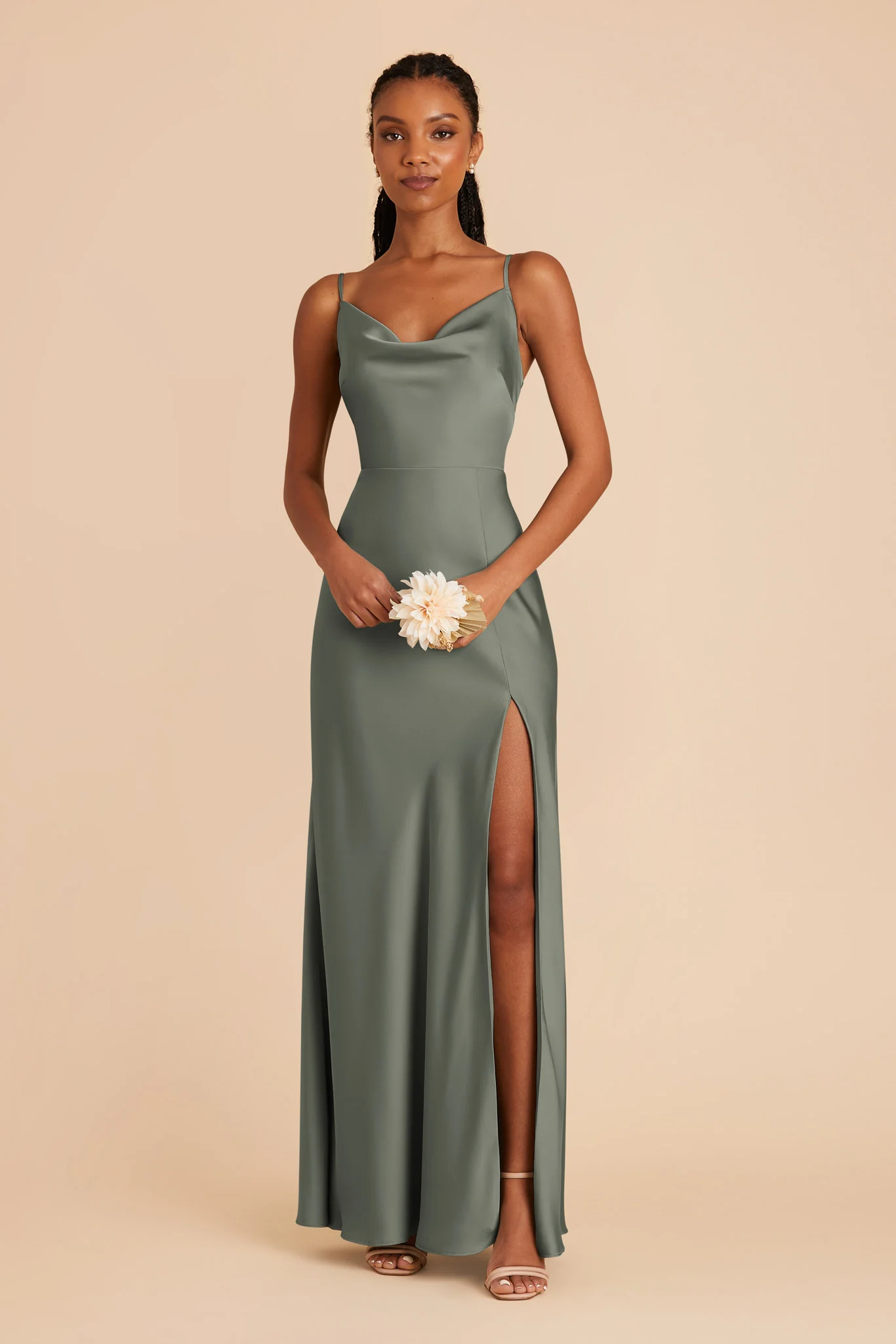 Lisa Matte Satin Dress - Sea Glass - Image 3