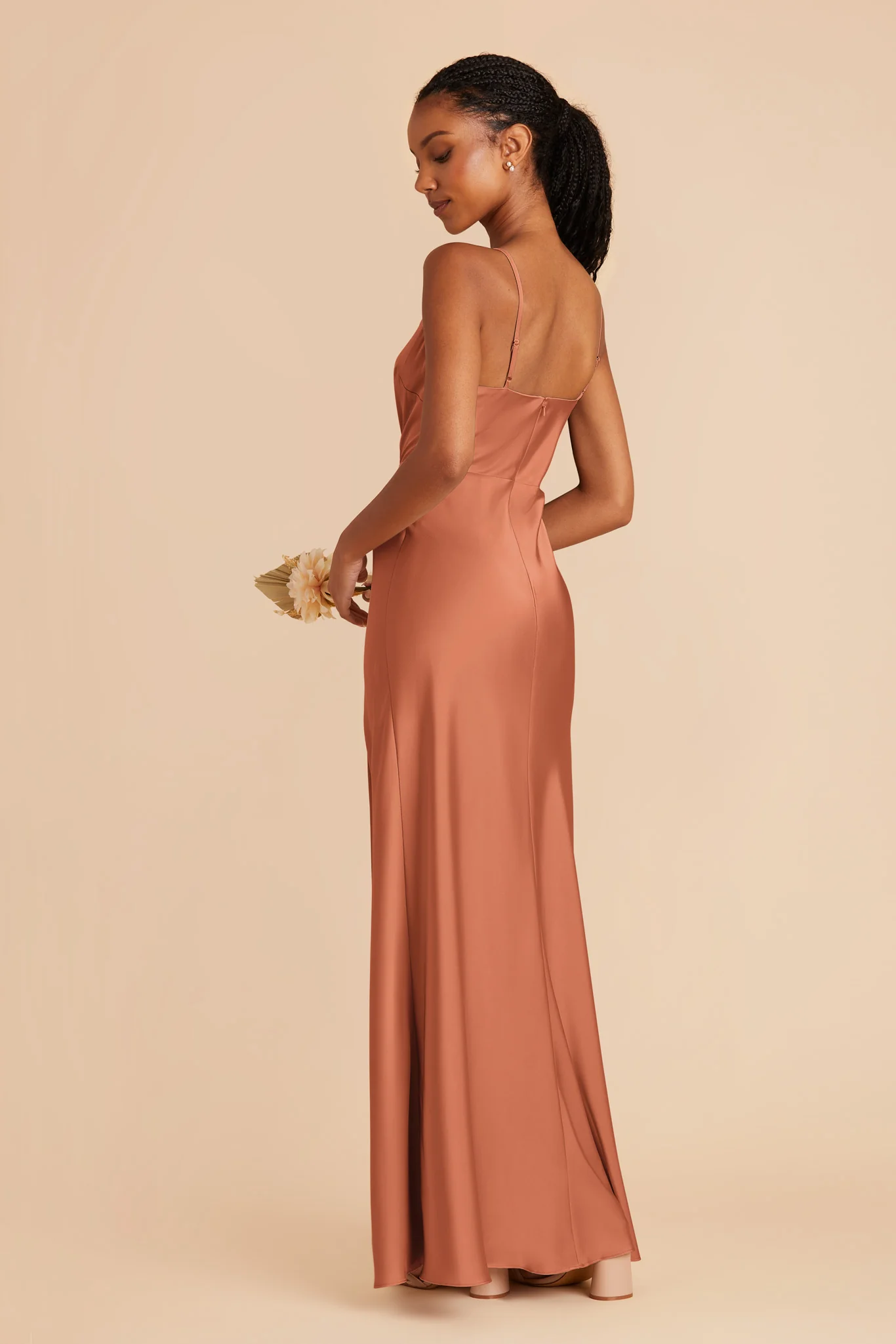 Lisa Matte Satin Dress - Terracotta - Image 4