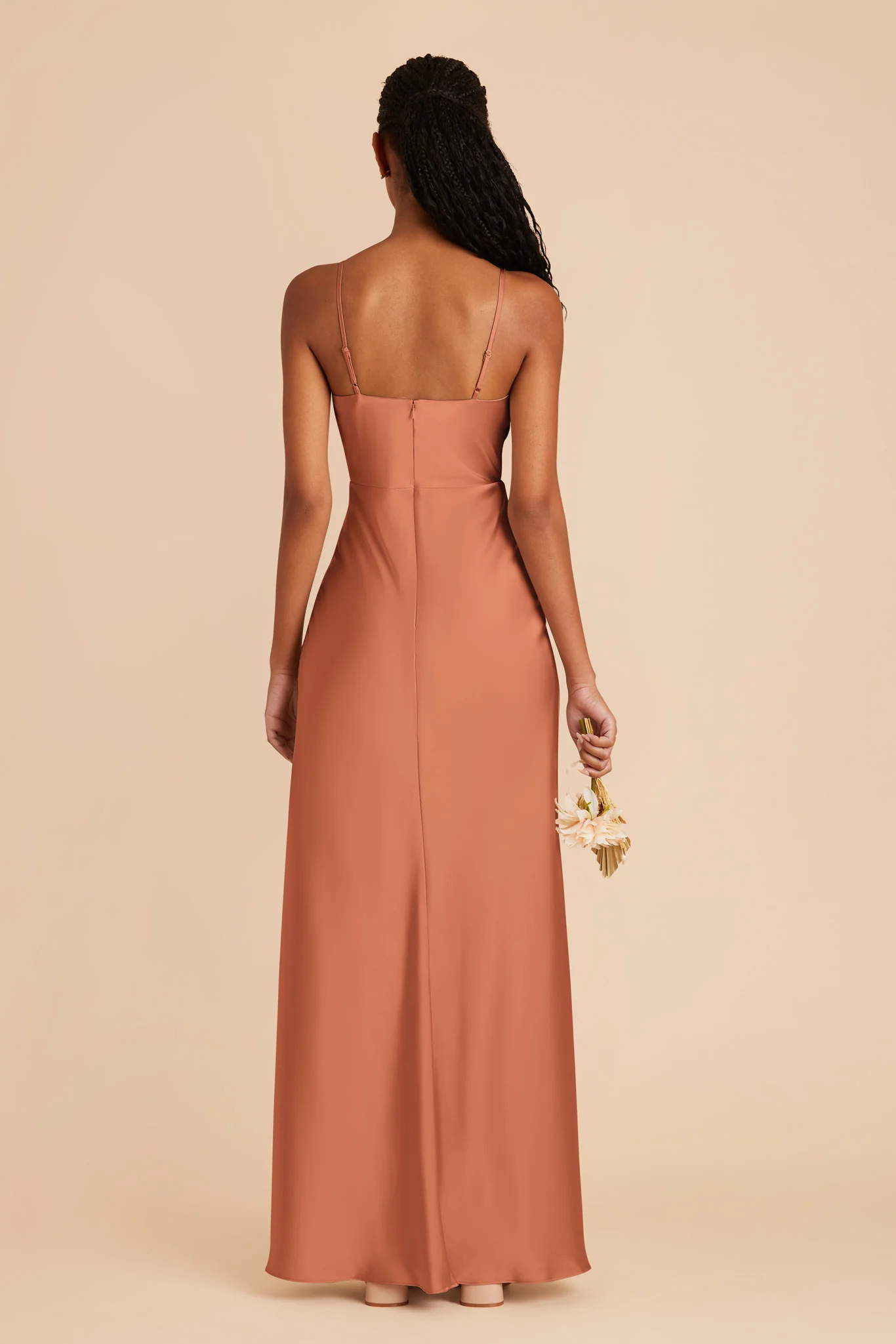 Lisa Matte Satin Dress - Terracotta - Image 5