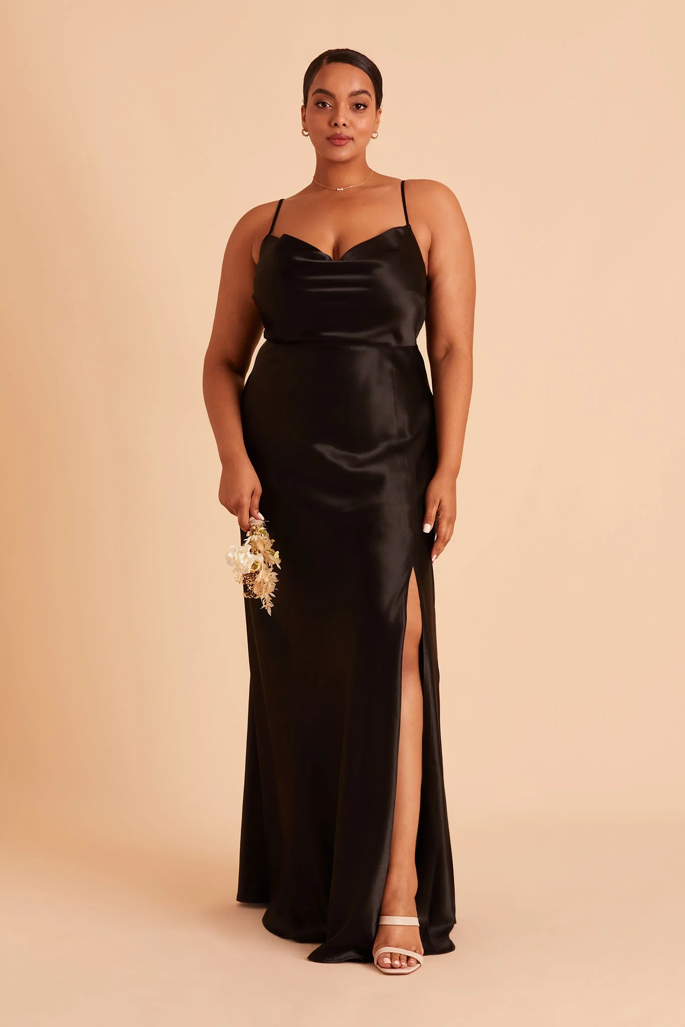 Lisa Shiny Satin Dress - Black - Image 11
