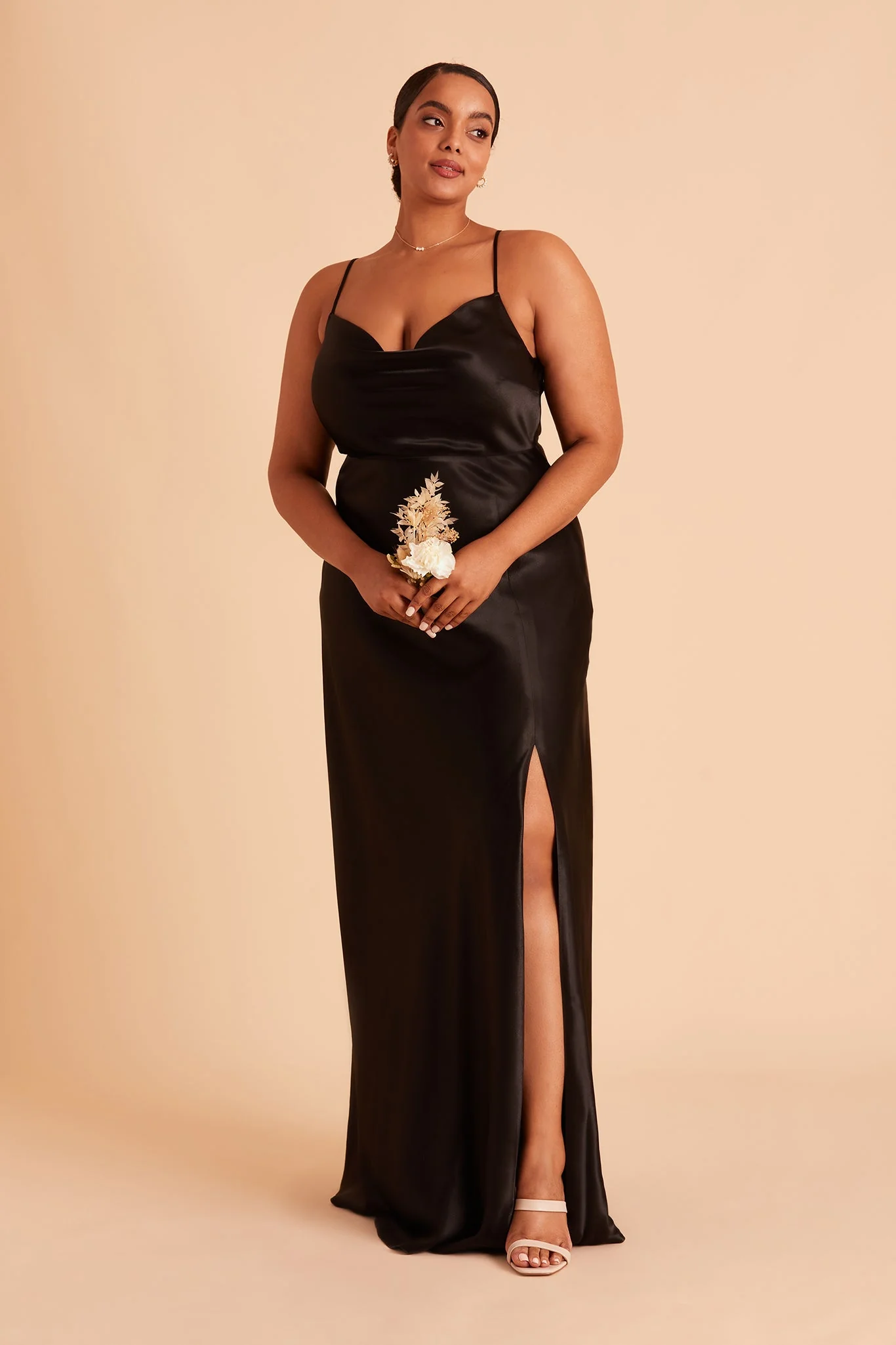 Lisa Shiny Satin Dress - Black - Image 14