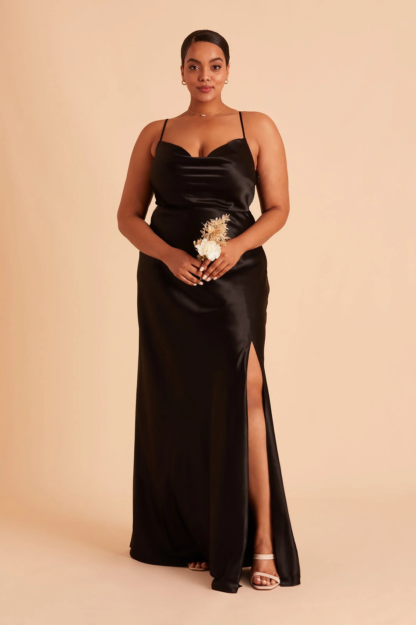 Lisa Shiny Satin Dress - Black - Image 17