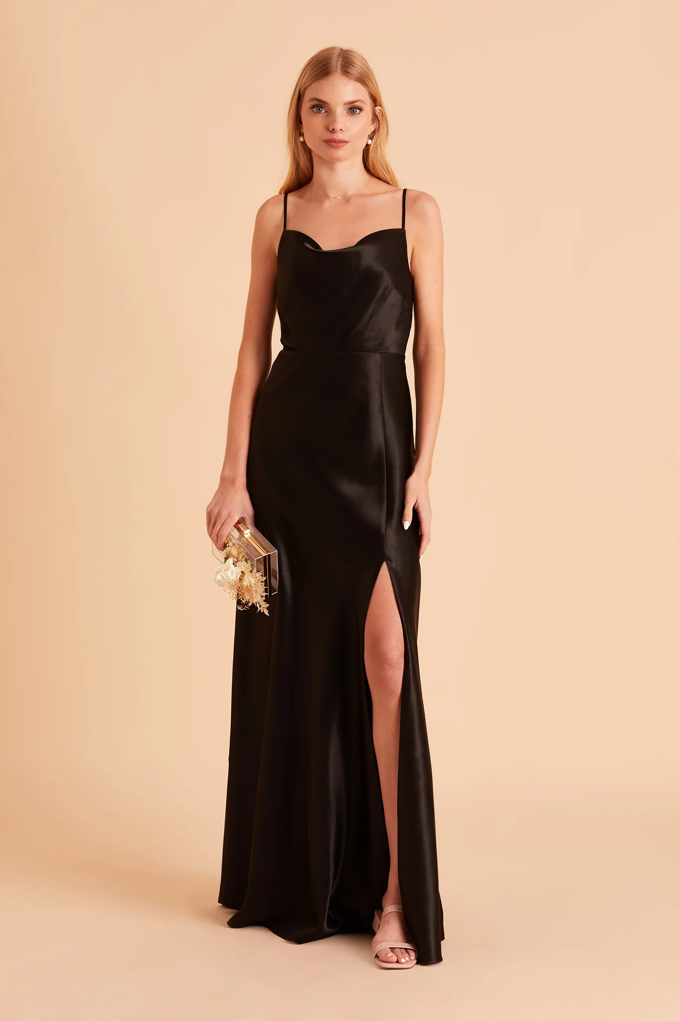 Lisa Shiny Satin Dress - Black - Image 4