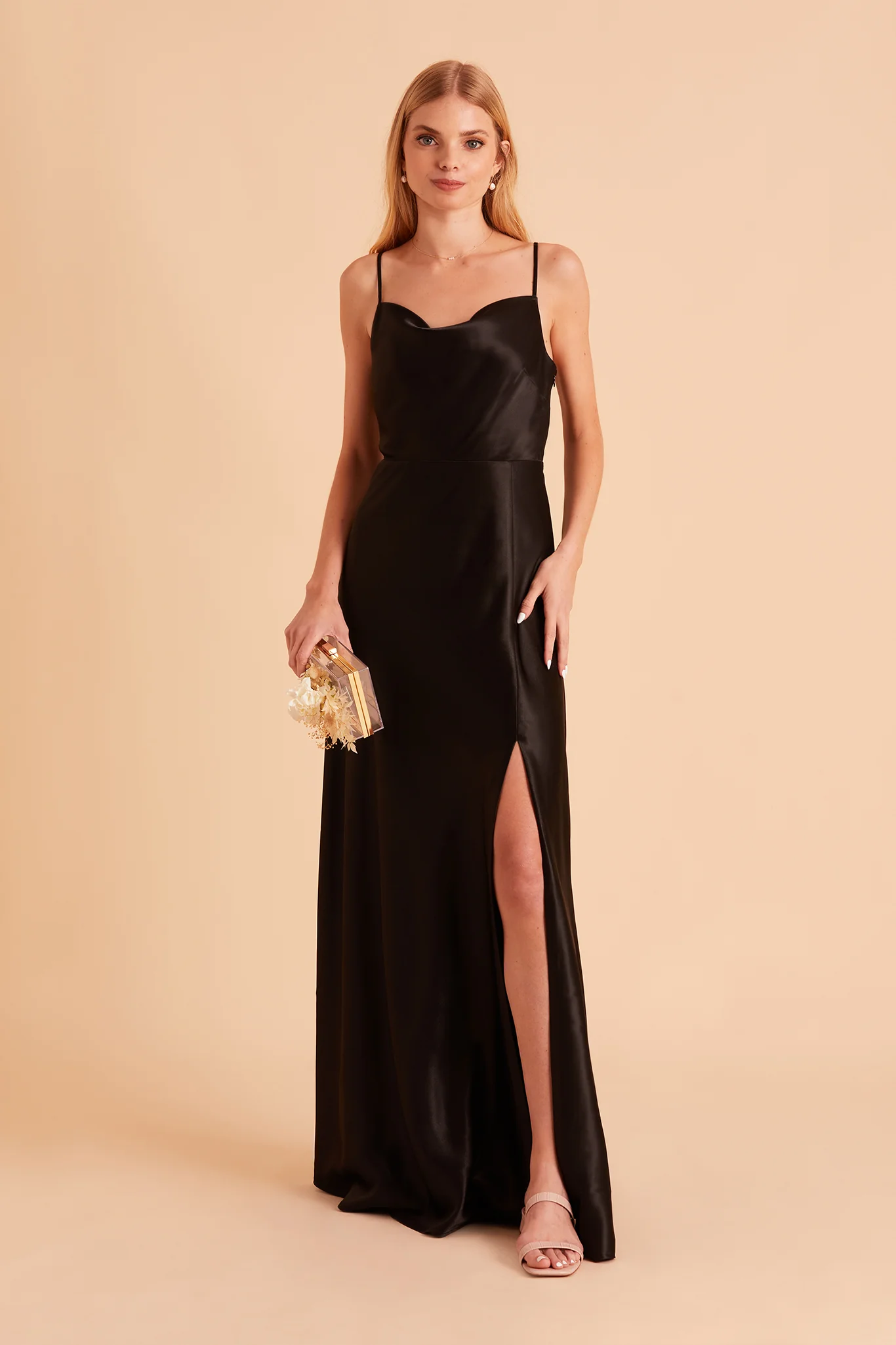 Lisa Shiny Satin Dress - Black - Image 5