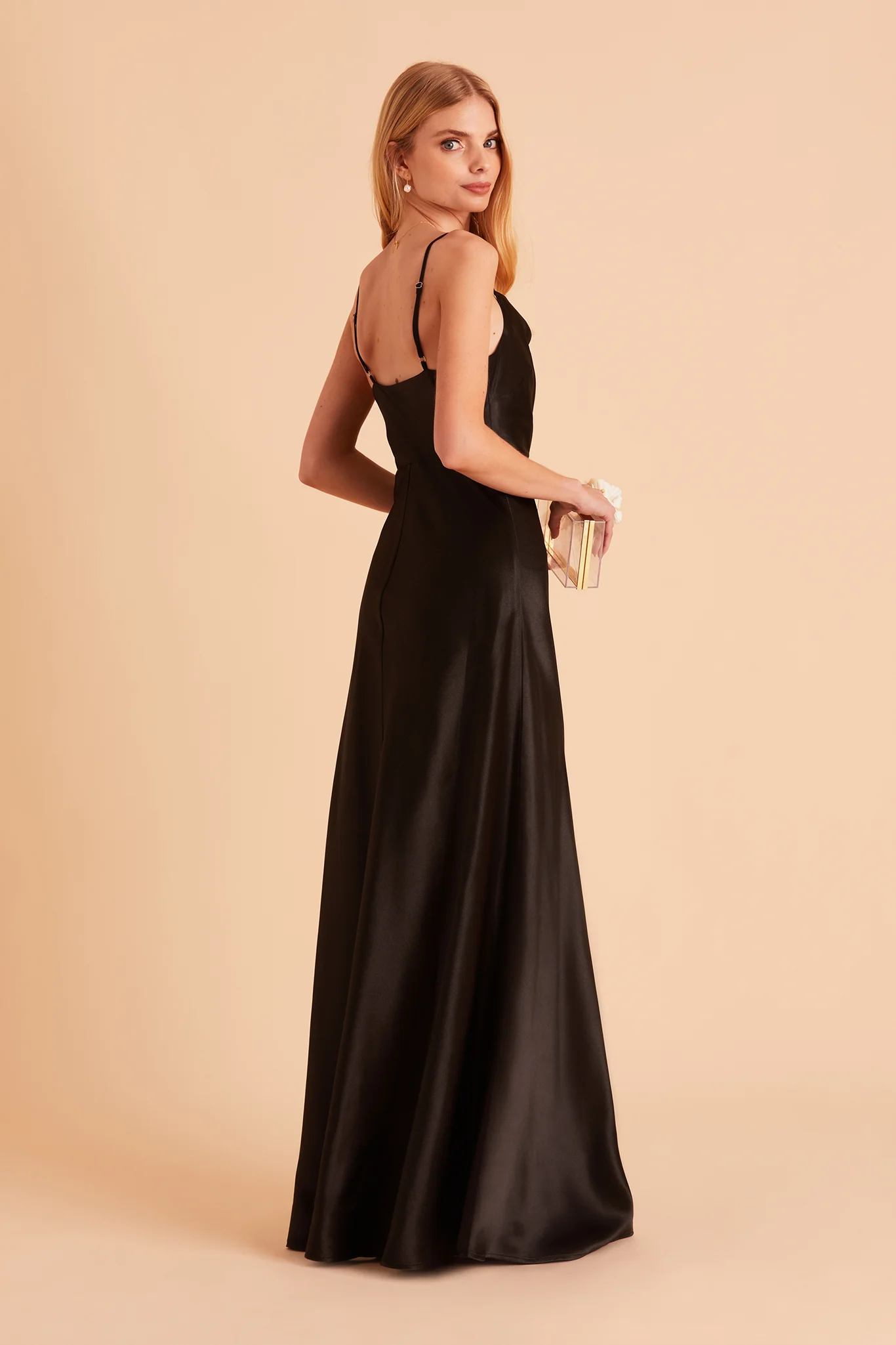 Lisa Shiny Satin Dress - Black - Image 6