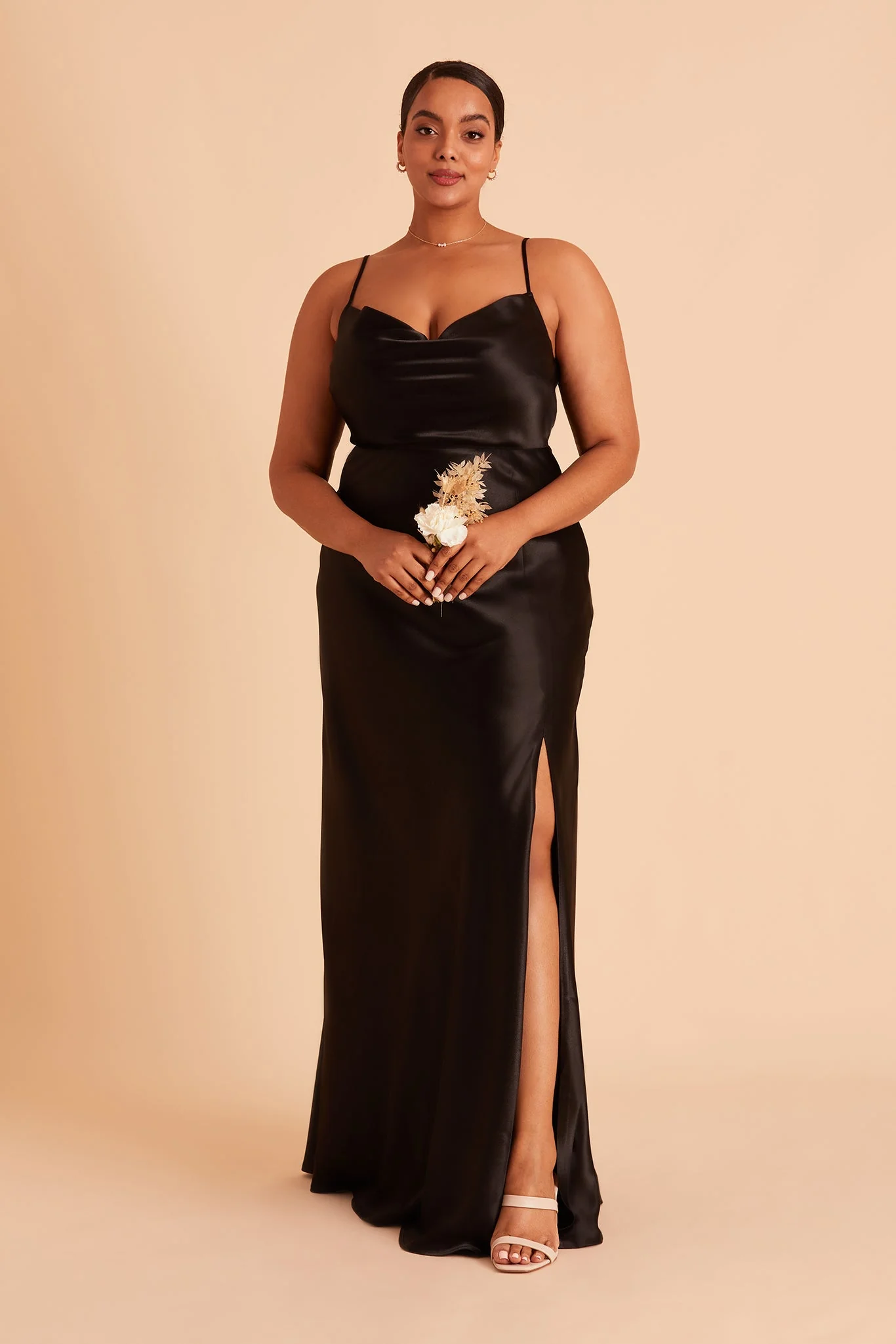 Lisa Shiny Satin Dress - Black - Image 8