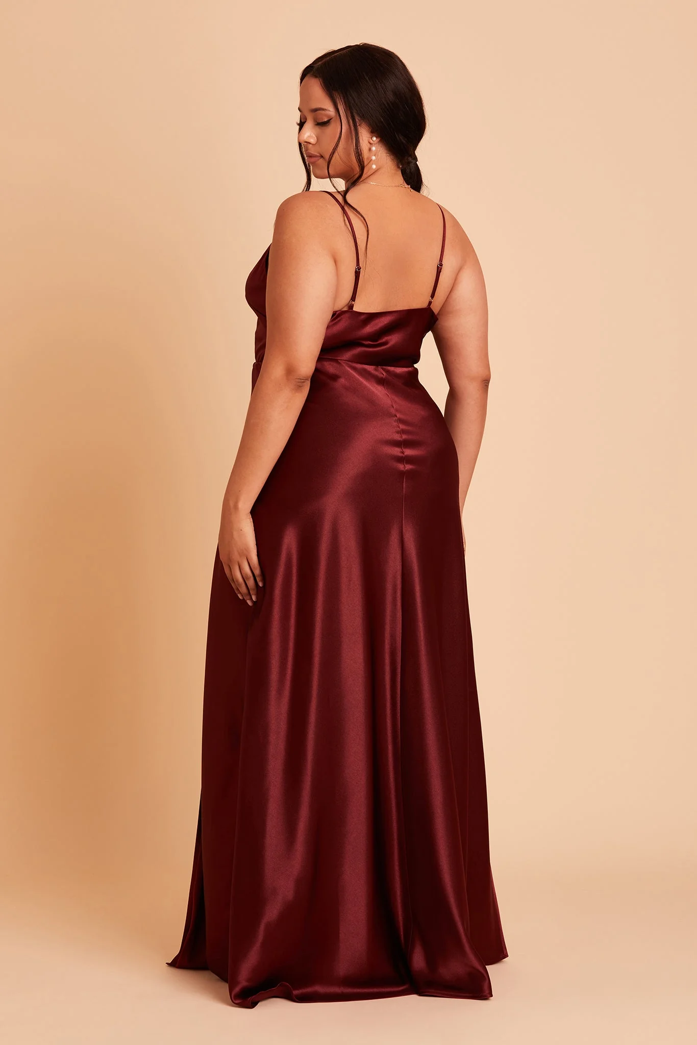 Lisa Shiny Satin Dress - Cabernet - Image 14