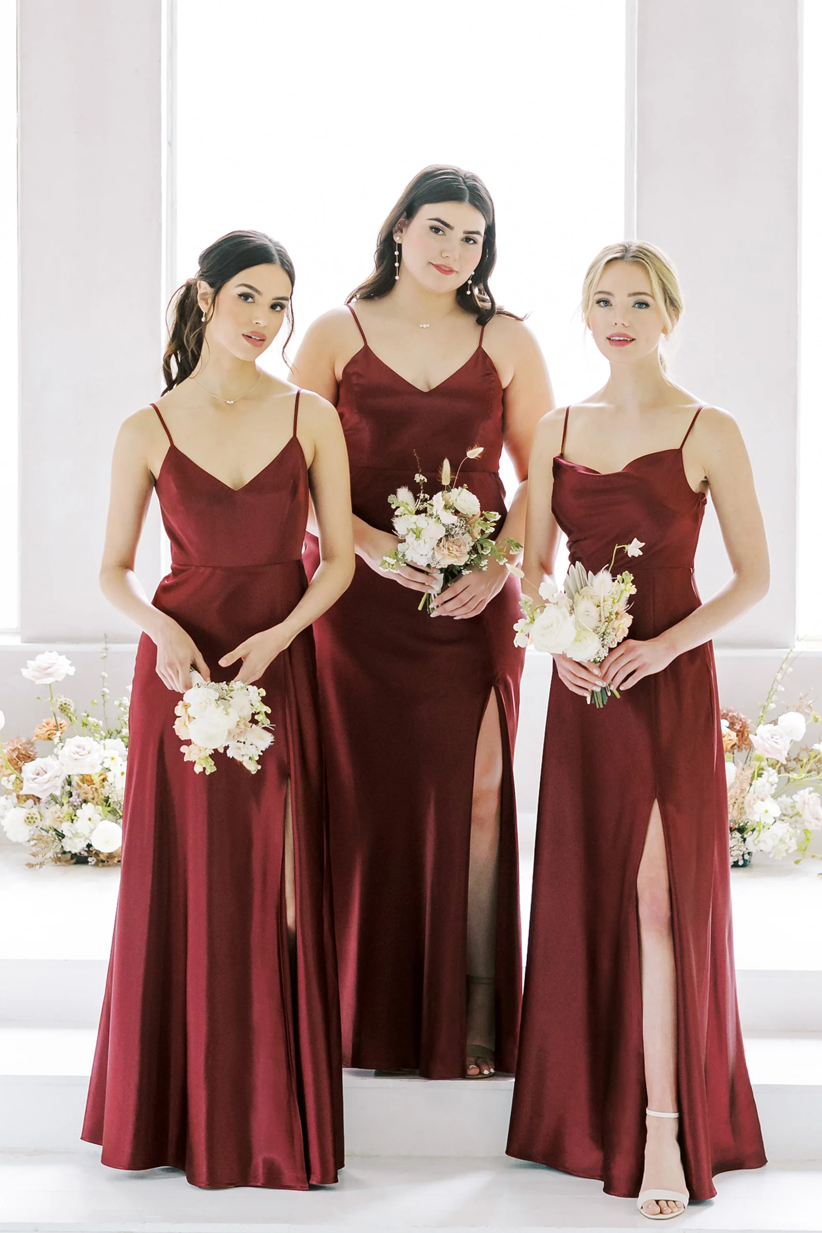 Lisa Shiny Satin Dress - Cabernet - Image 2