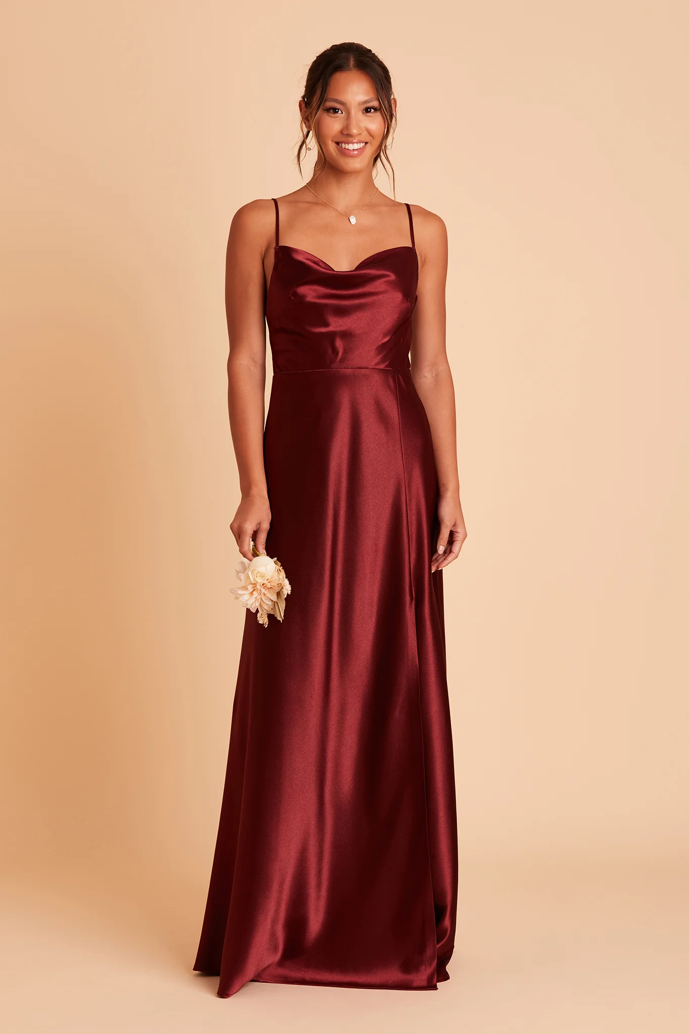 Lisa Shiny Satin Dress - Cabernet - Image 4