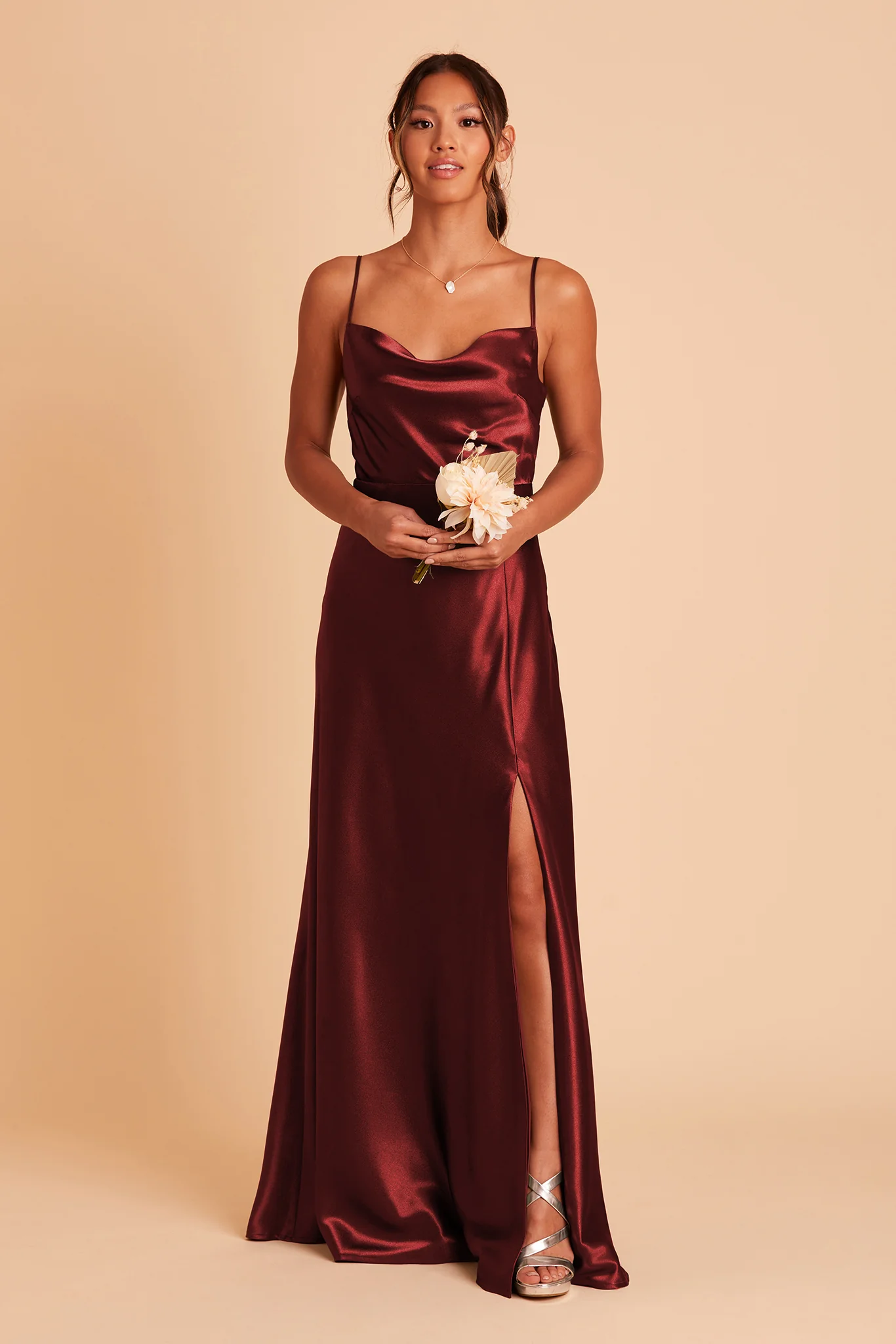 Lisa Shiny Satin Dress - Cabernet - Image 5