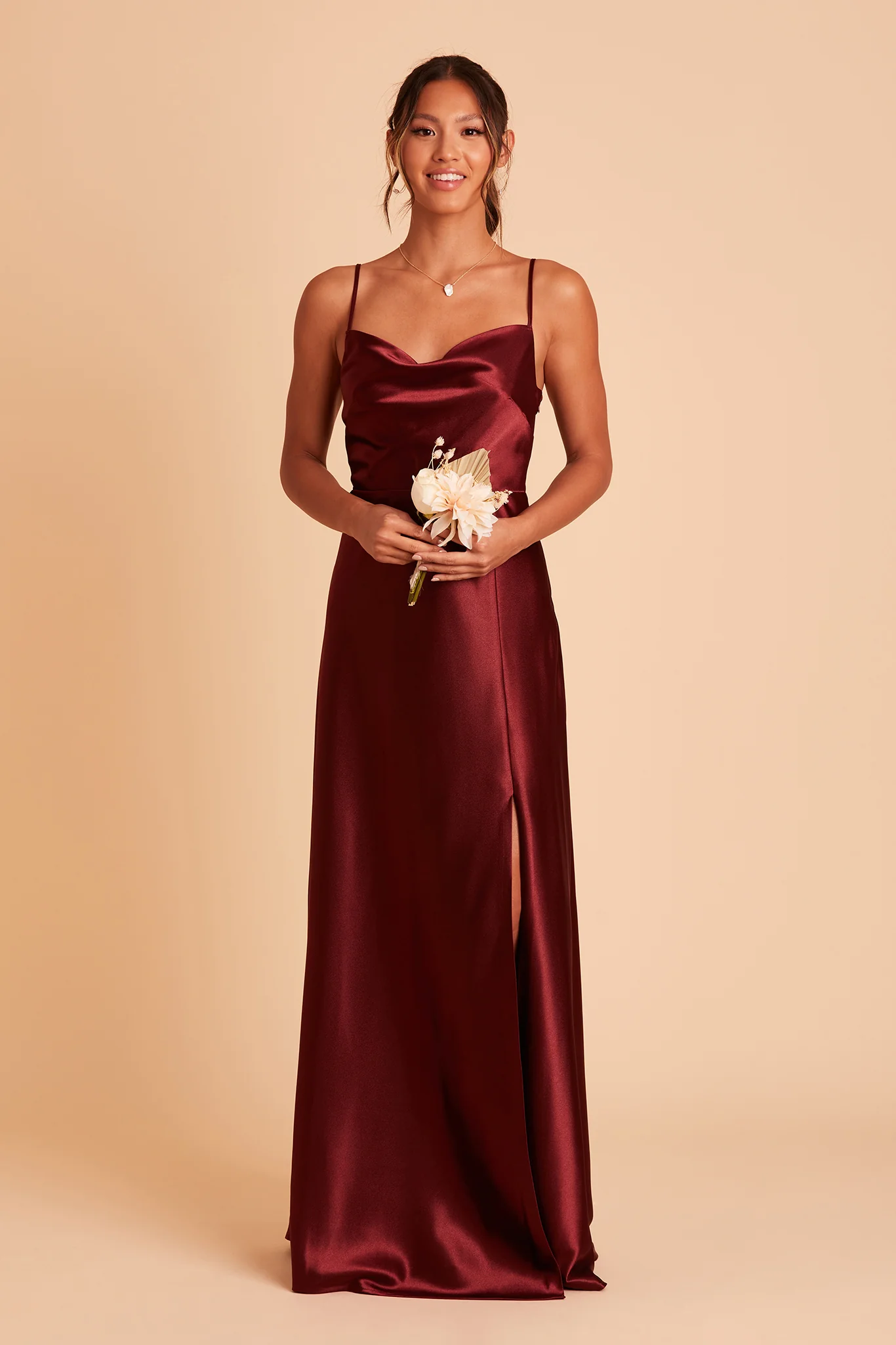 Lisa Shiny Satin Dress - Cabernet - Image 7