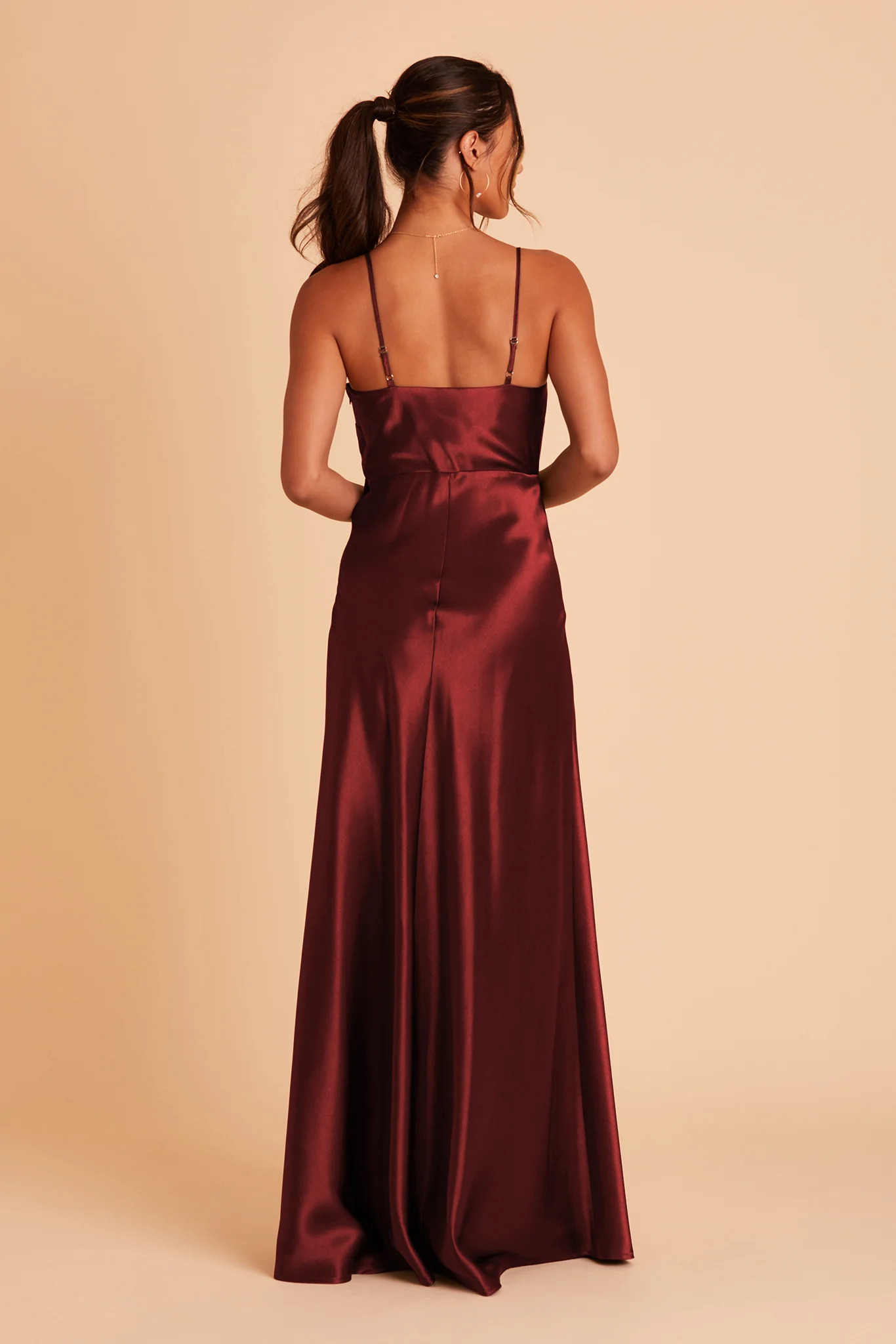 Lisa Shiny Satin Dress - Cabernet - Image 9