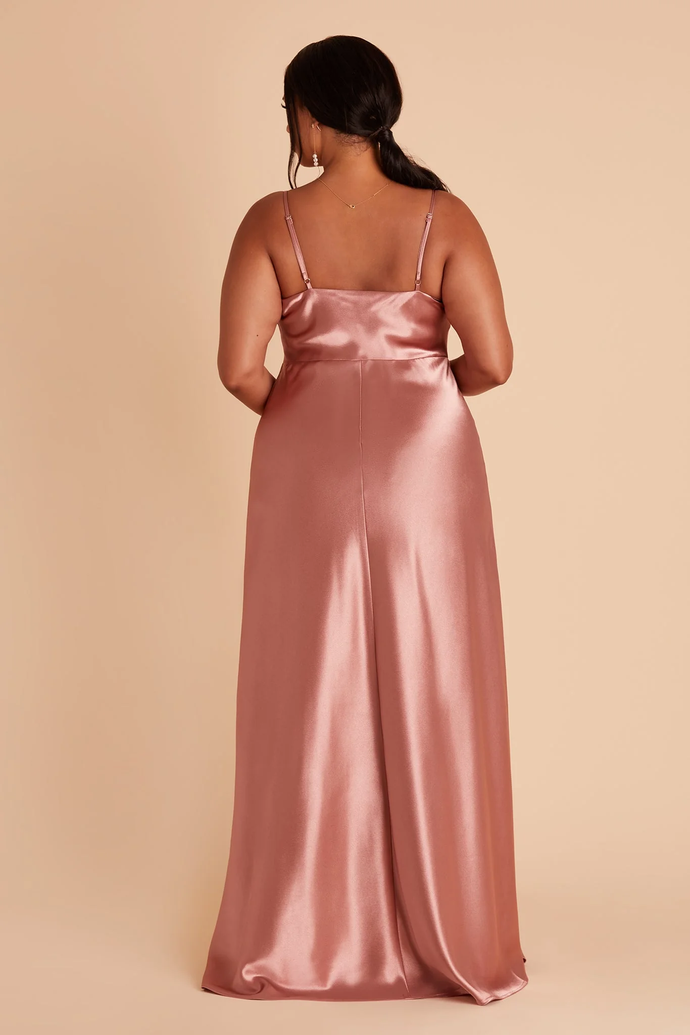 Lisa Shiny Satin Dress - Desert Rose - Image 11