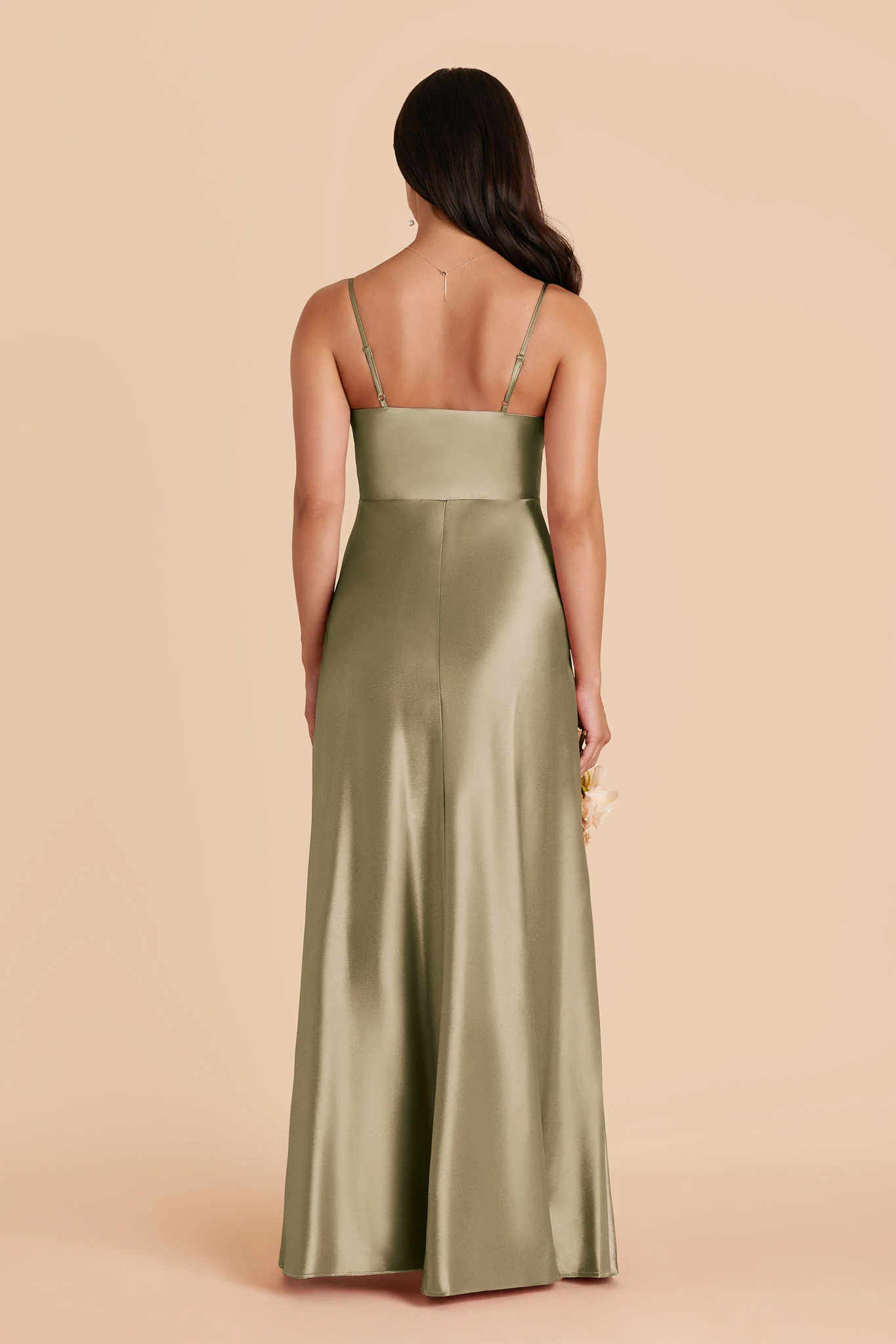 Lisa Shiny Satin Dress - Moss Green - Image 4