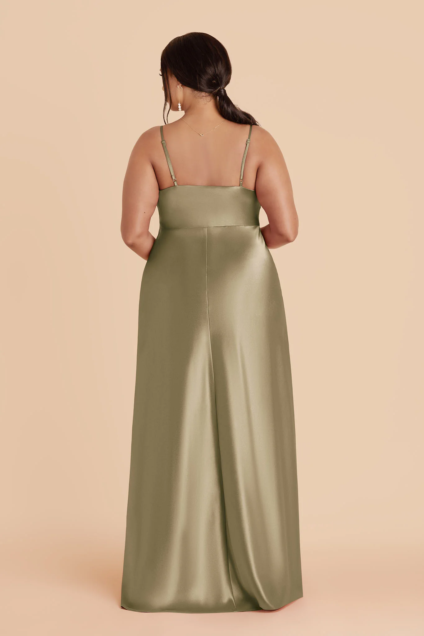Lisa Shiny Satin Dress - Moss Green - Image 6