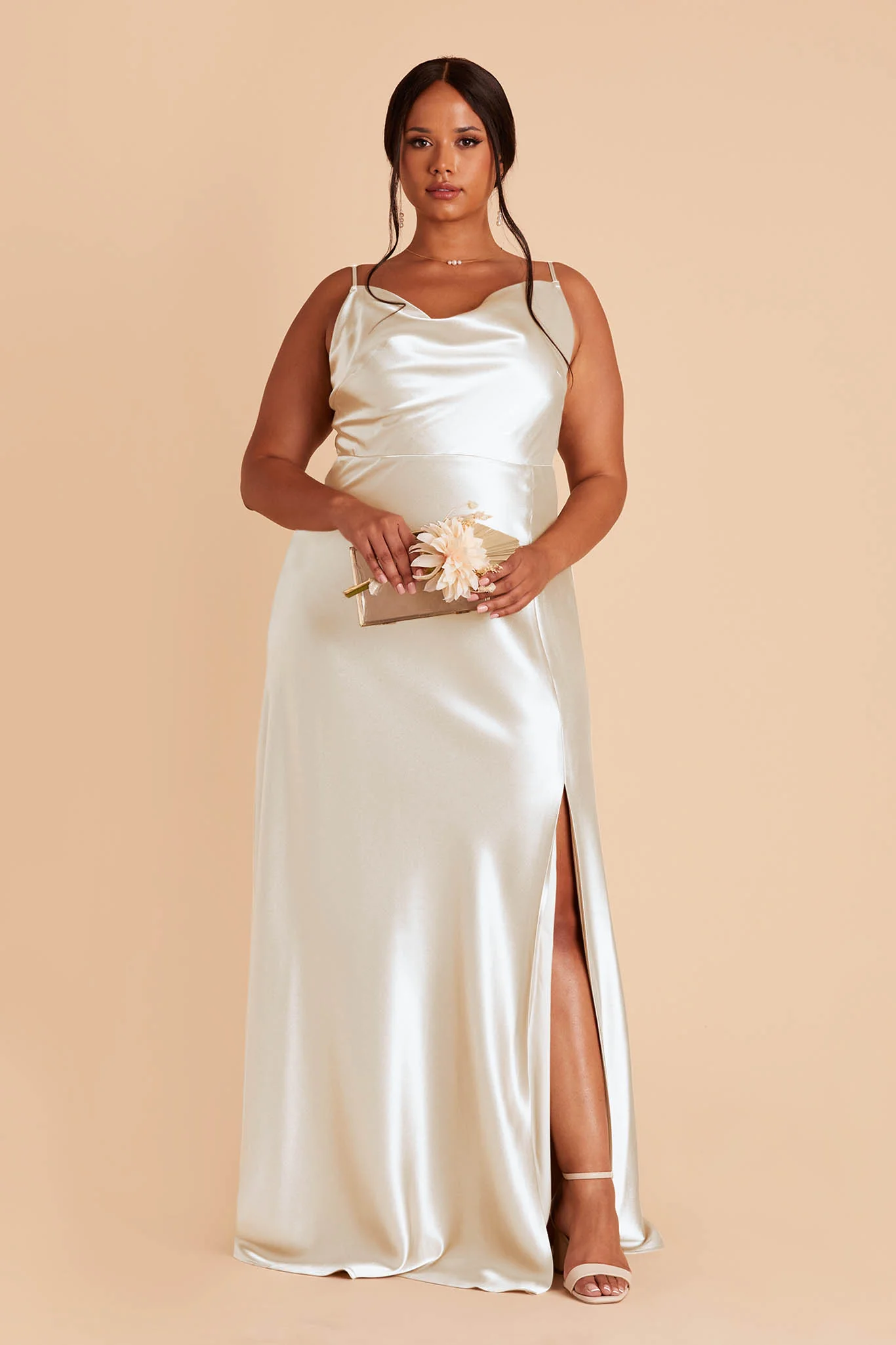 Lisa Shiny Satin Dress - White - Image 7