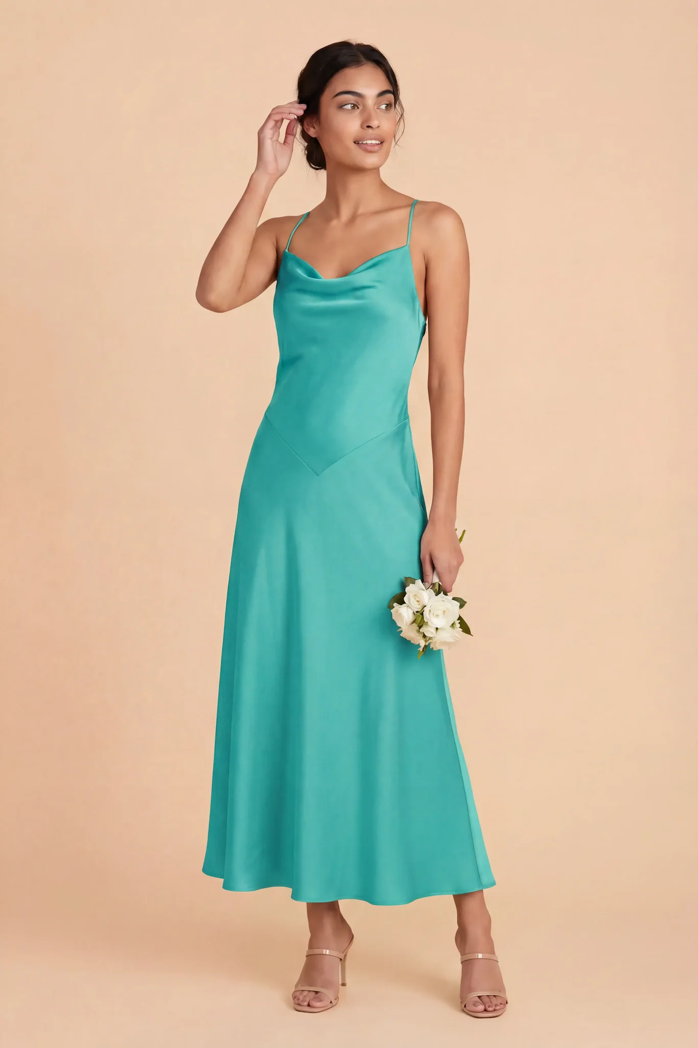 Livvy Matte Satin Dress - Aquamarine