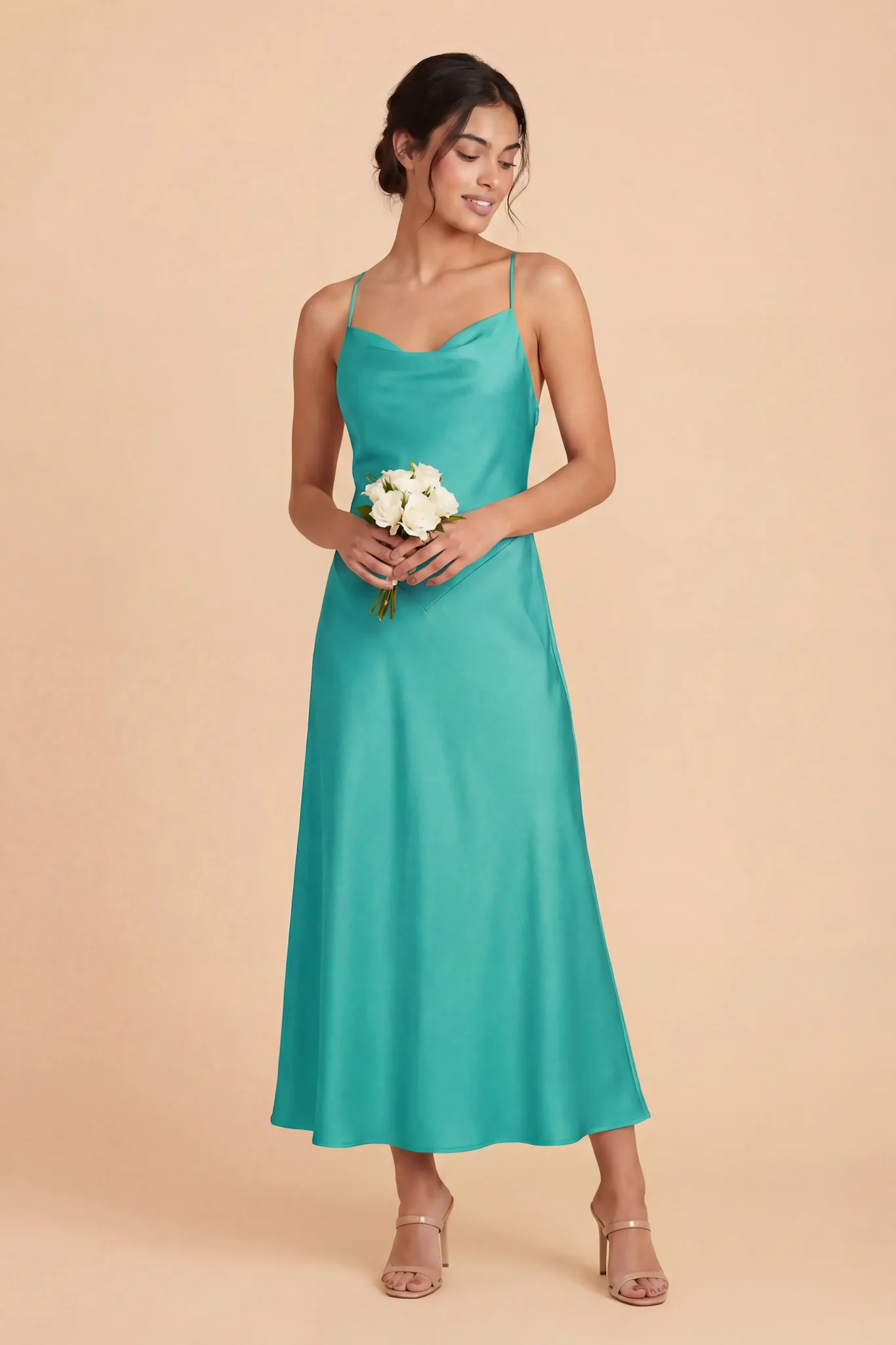 Livvy Matte Satin Dress - Aquamarine - Image 2