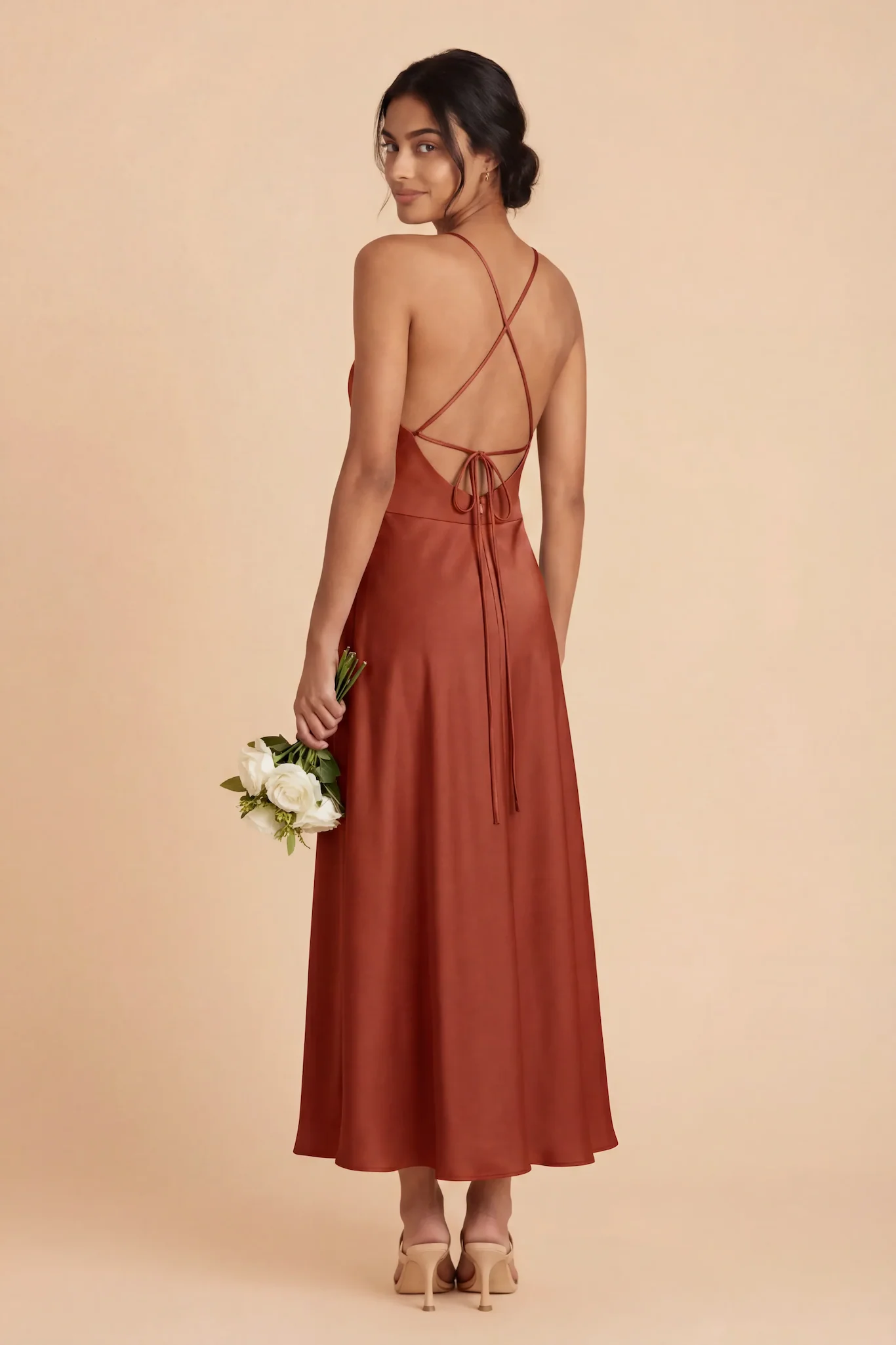 Livvy Matte Satin Dress - Auburn - Image 3