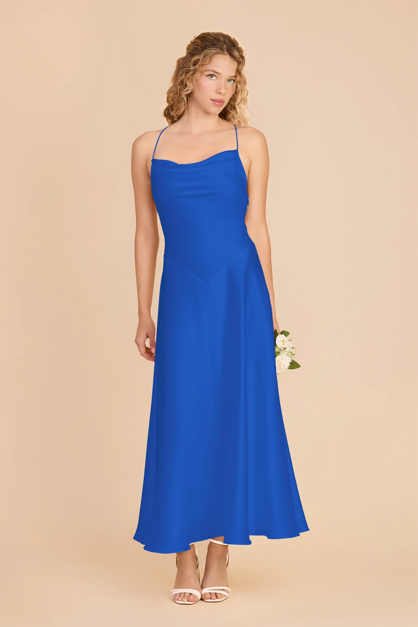 Livvy Matte Satin Dress - Cobalt Blue