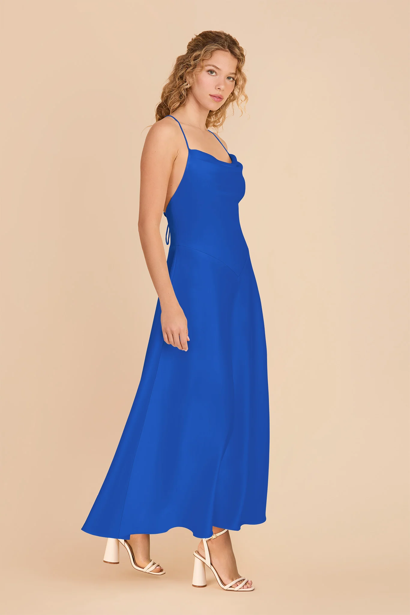 Livvy Matte Satin Dress - Cobalt Blue - Image 2