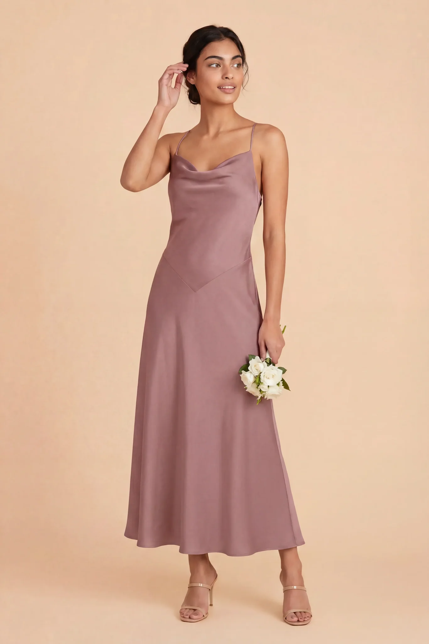 Livvy Matte Satin Dress - Dark Mauve