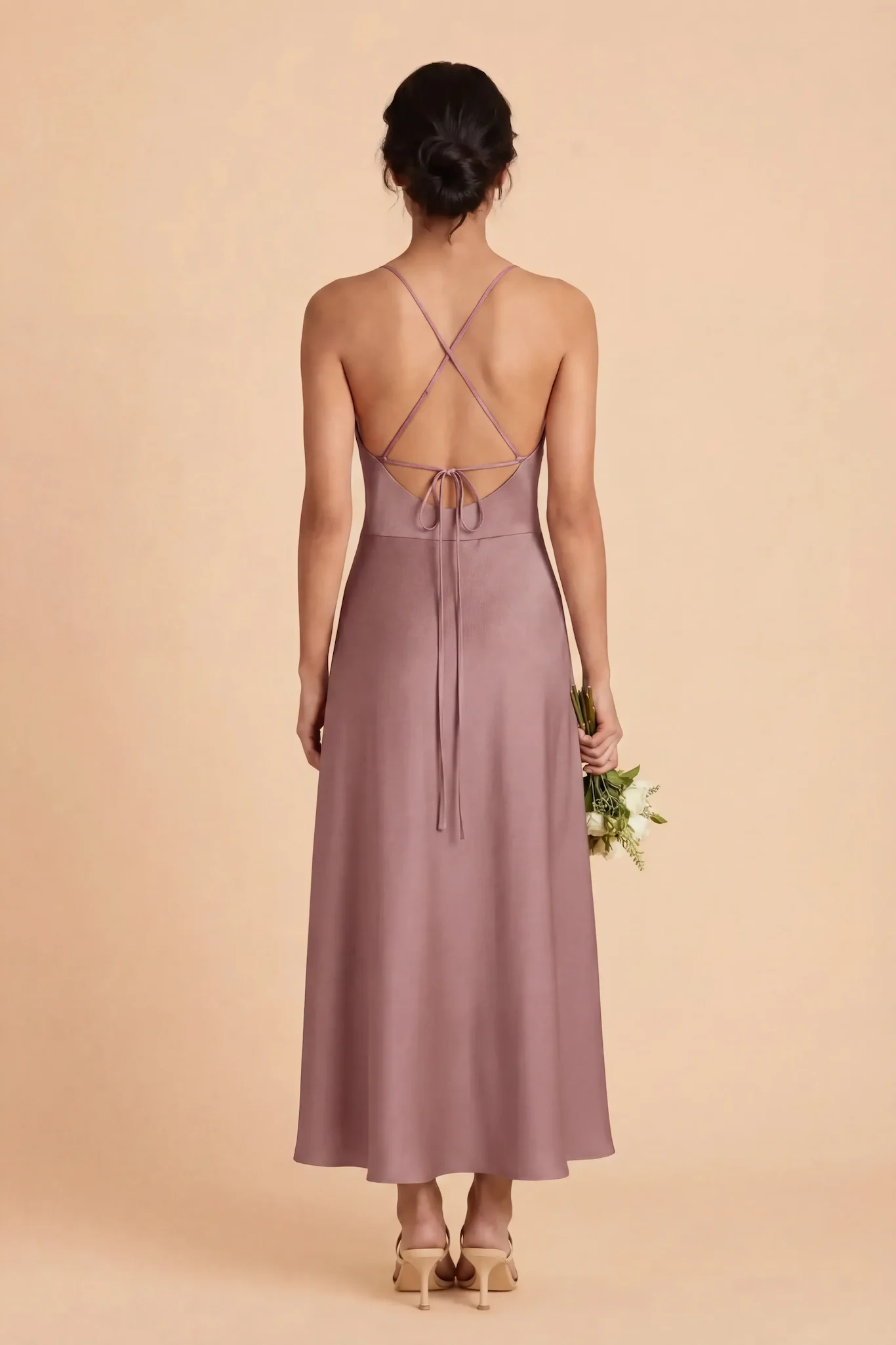 Livvy Matte Satin Dress - Dark Mauve - Image 4