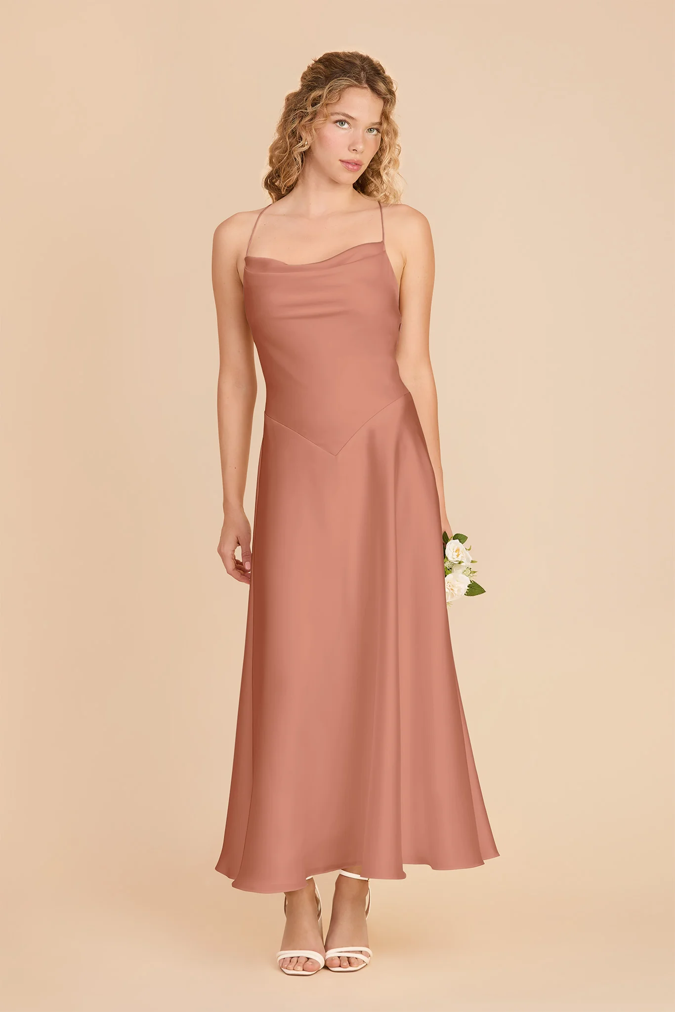 Livvy Matte Satin Dress - Desert Rose