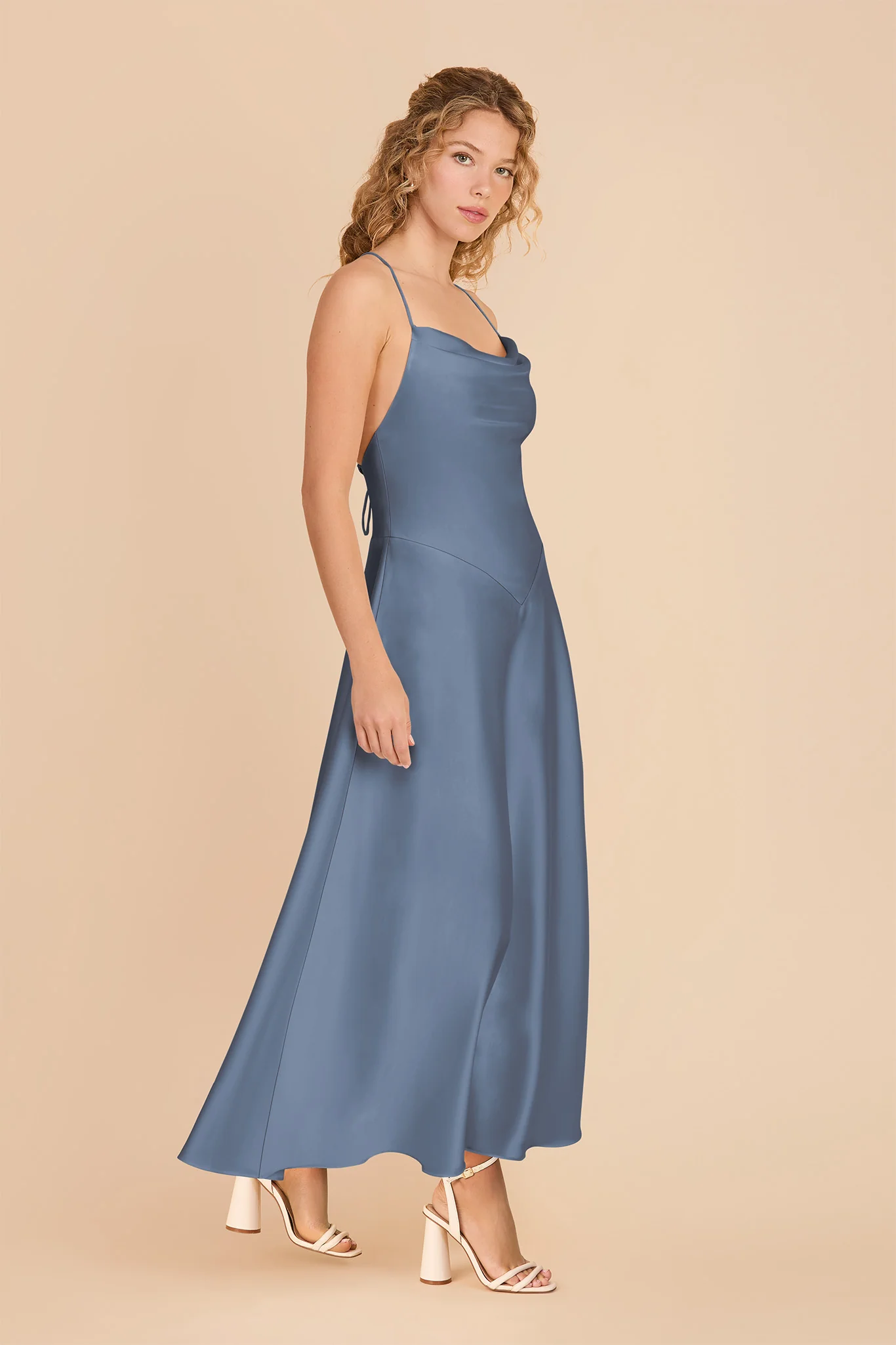 Livvy Matte Satin Dress - French Blue - Image 2