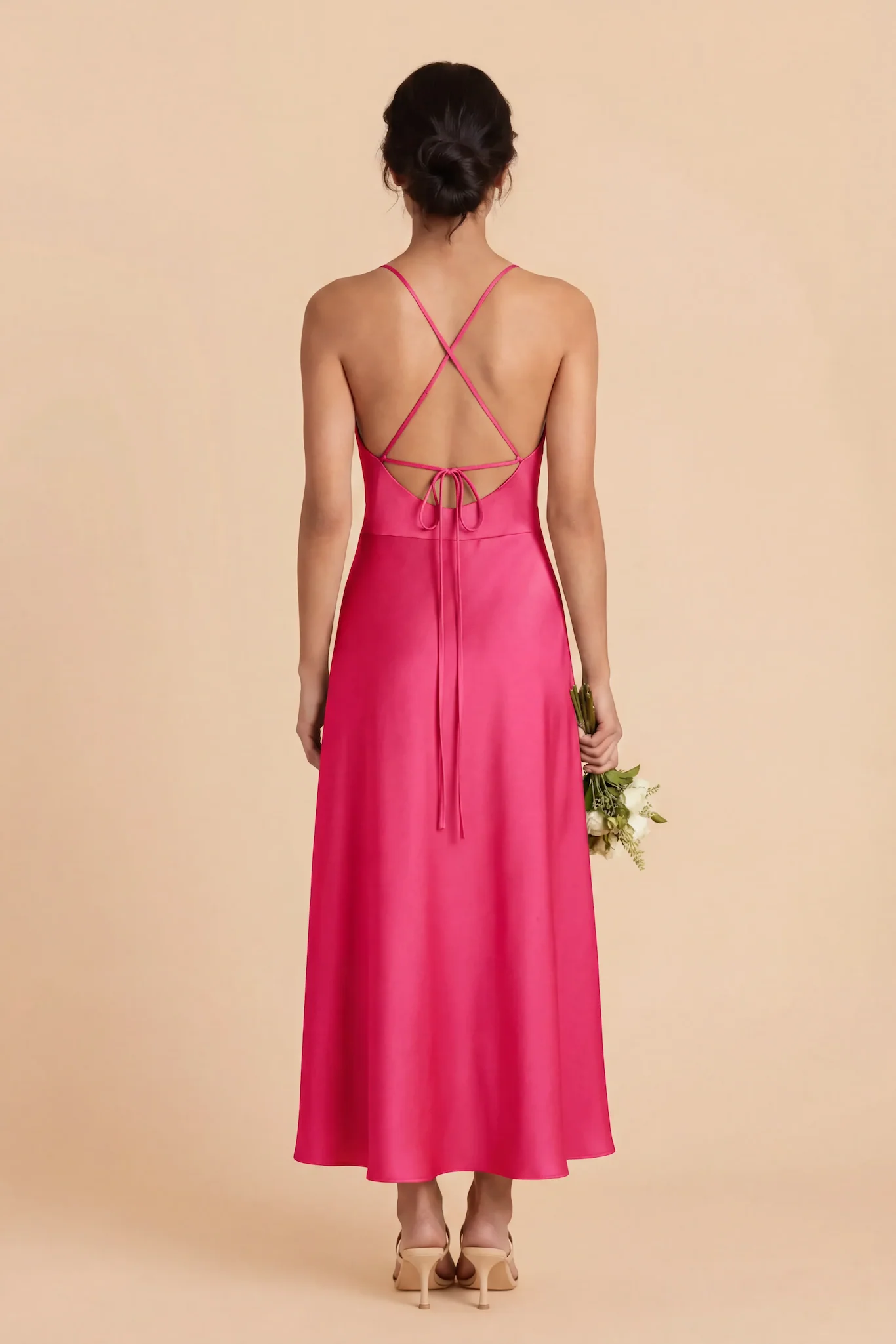 Livvy Matte Satin Dress - Fuchsia - Image 4