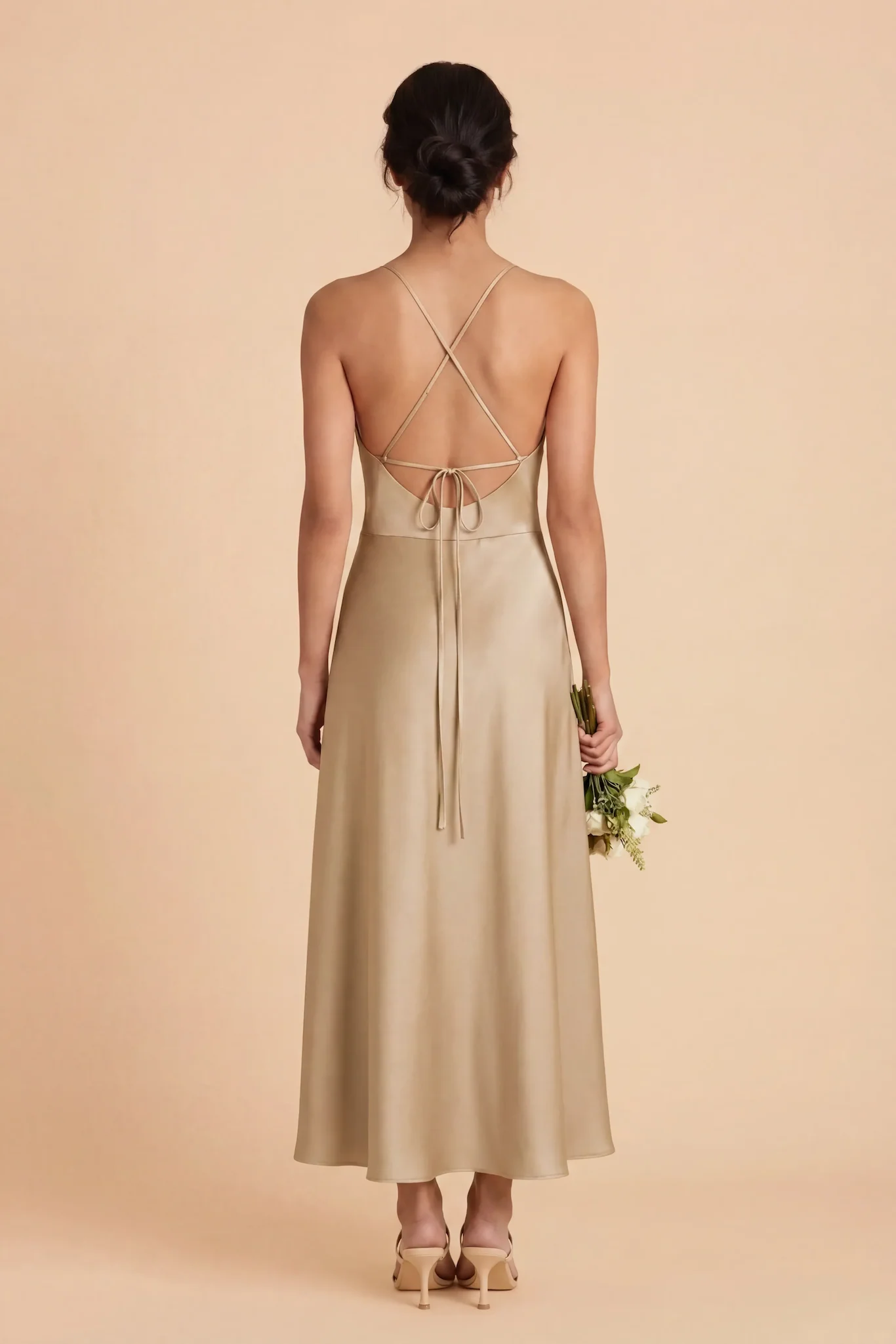 Livvy Matte Satin Dress - Gold - Image 4