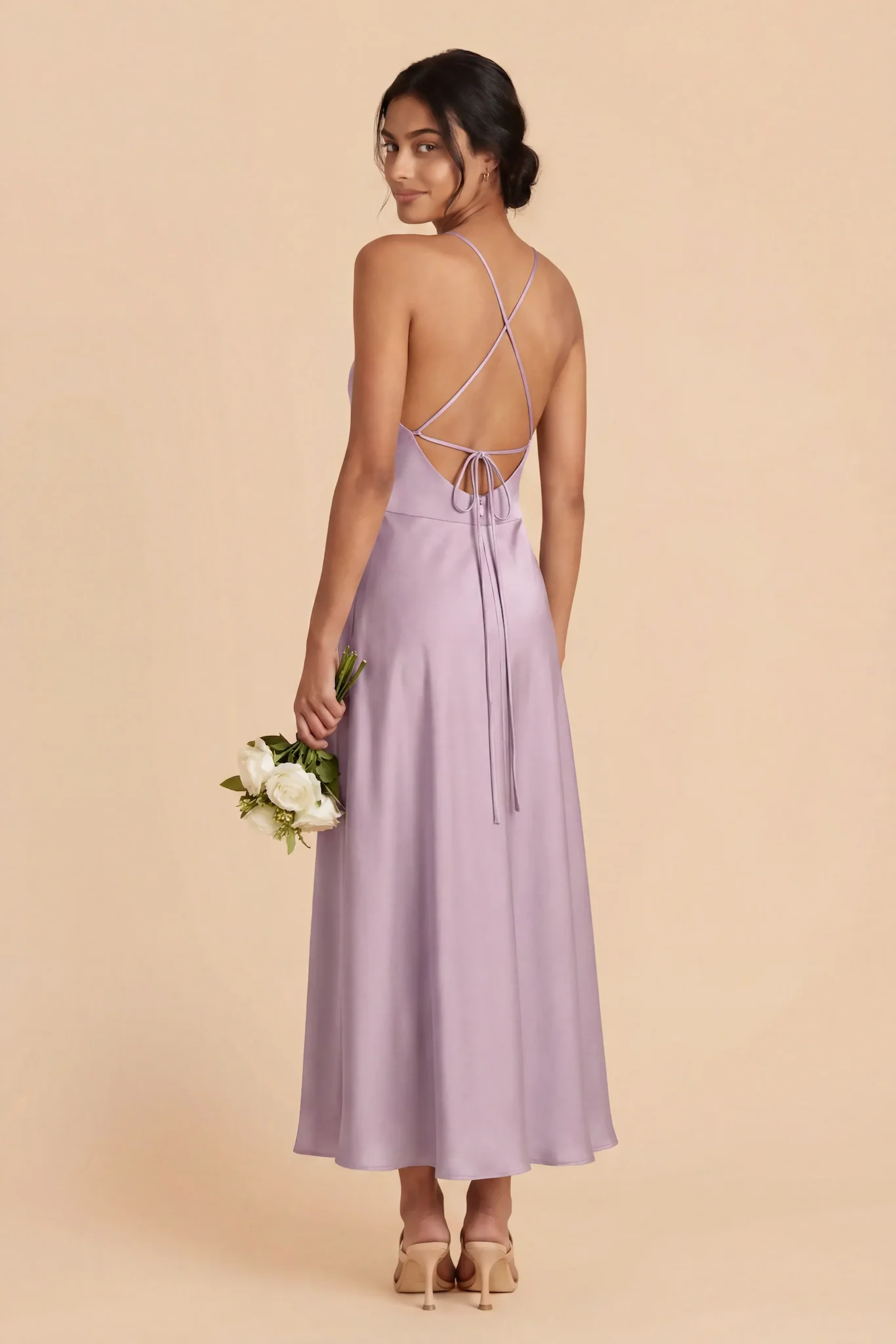 Livvy Matte Satin Dress - Lavender - Image 3