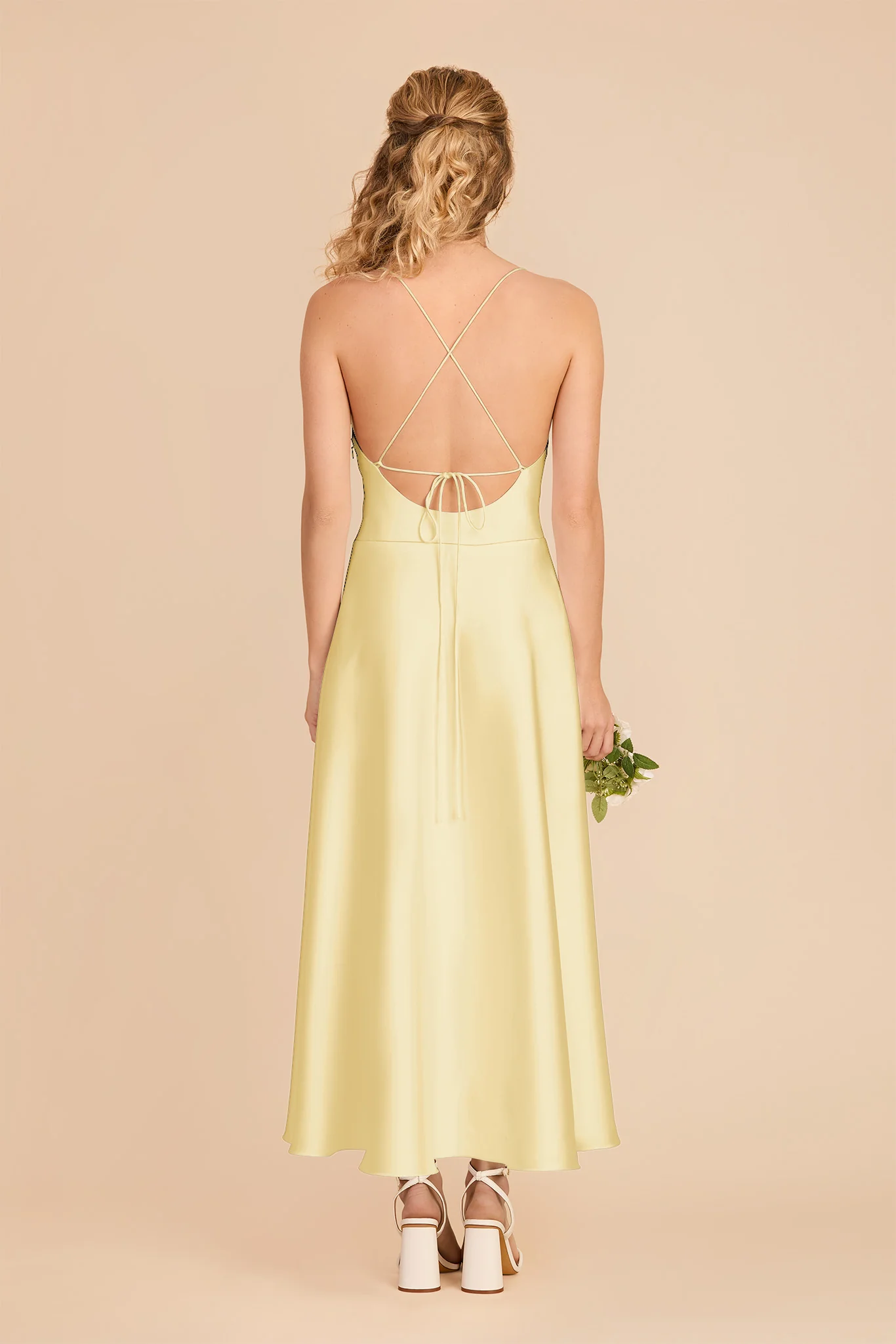 Livvy Matte Satin Dress - Lemon Sorbet - Image 4
